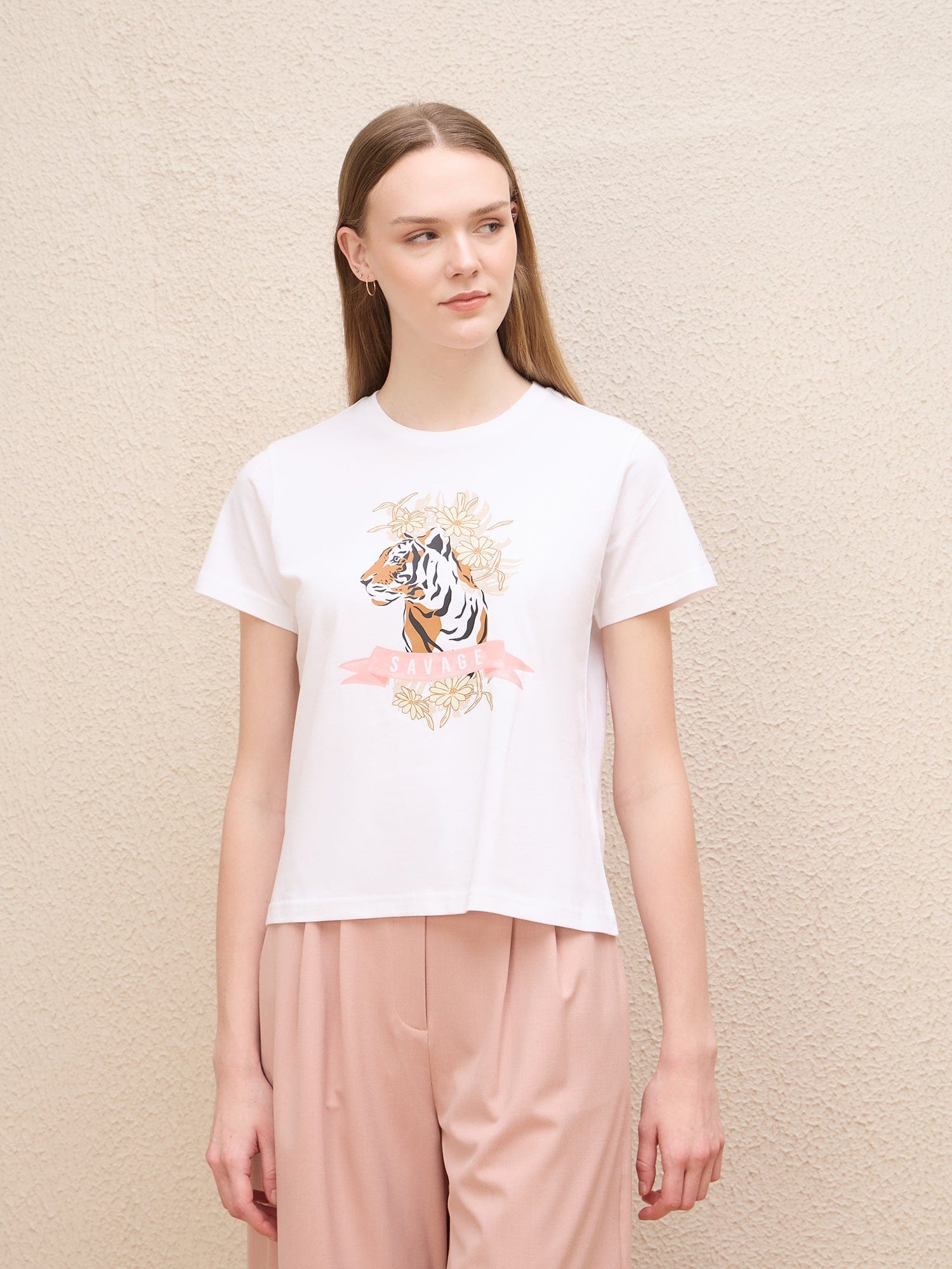 Iconic Women White Solid Crew Neck Tshirt