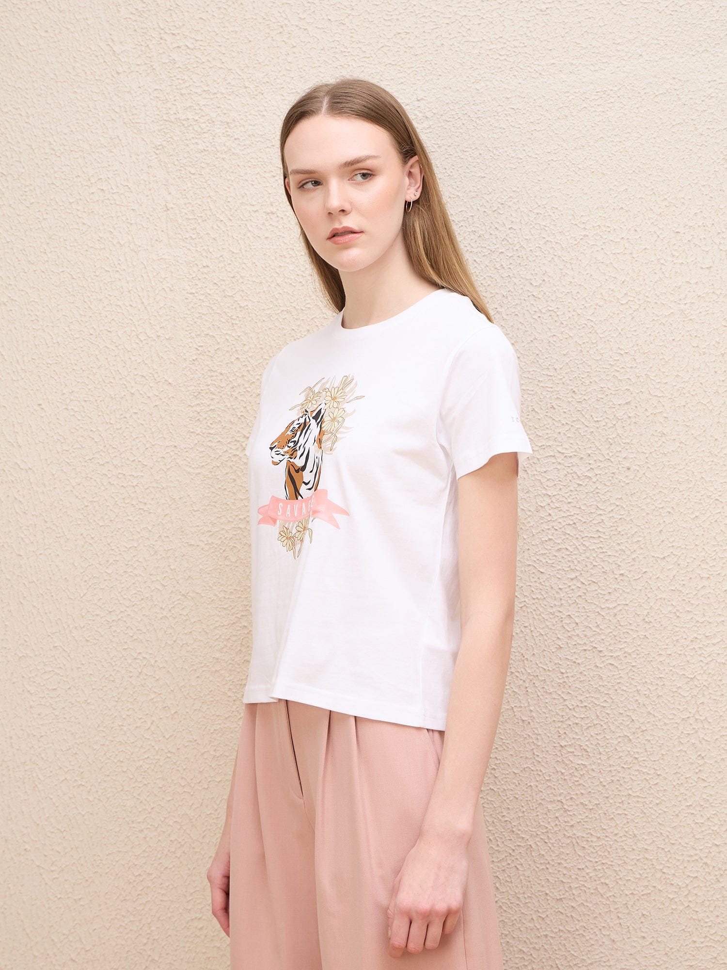 Iconic Women White Solid Crew Neck Tshirt