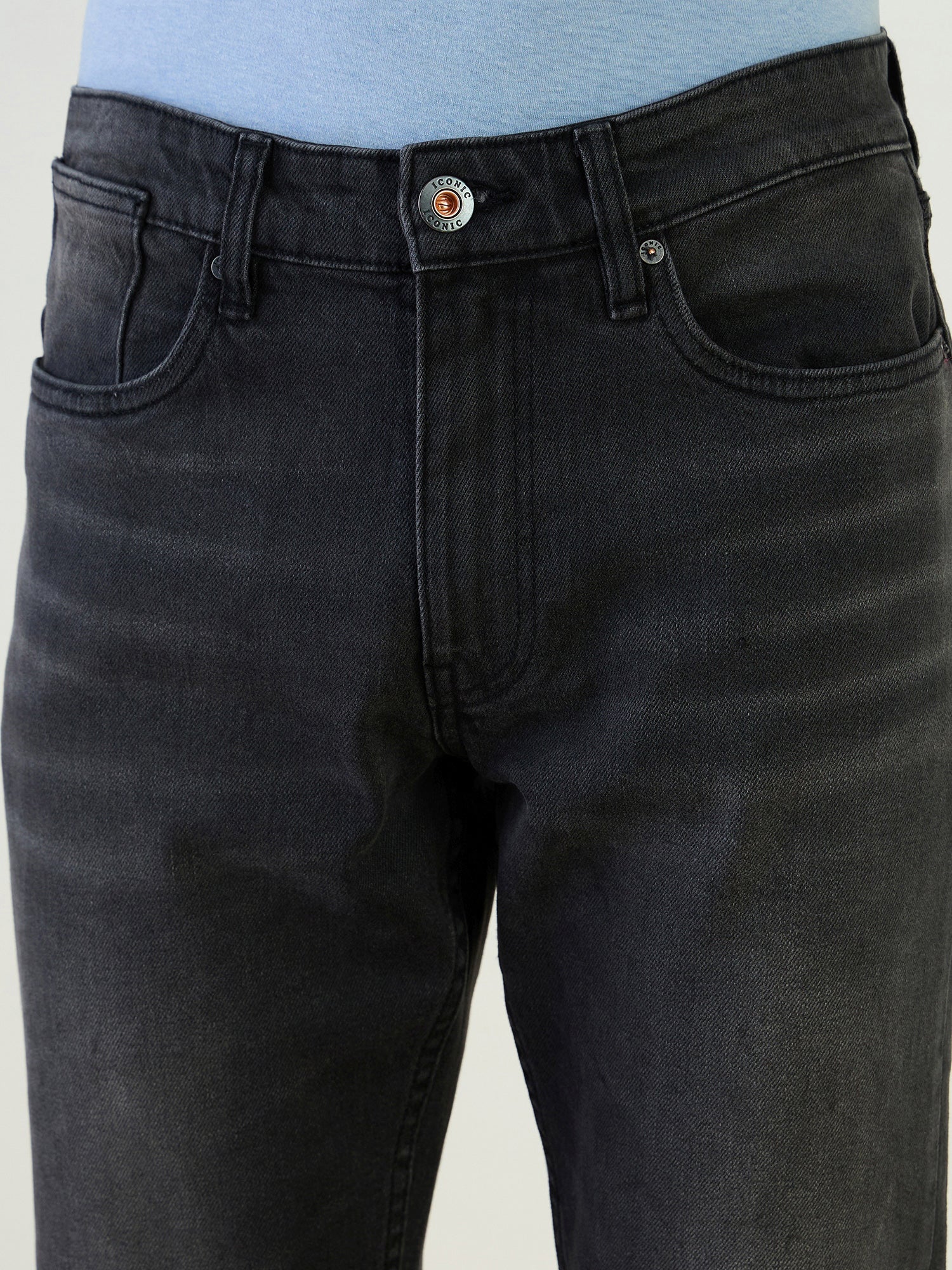 Iconic Men Grey Slim Fit Solid Jeans