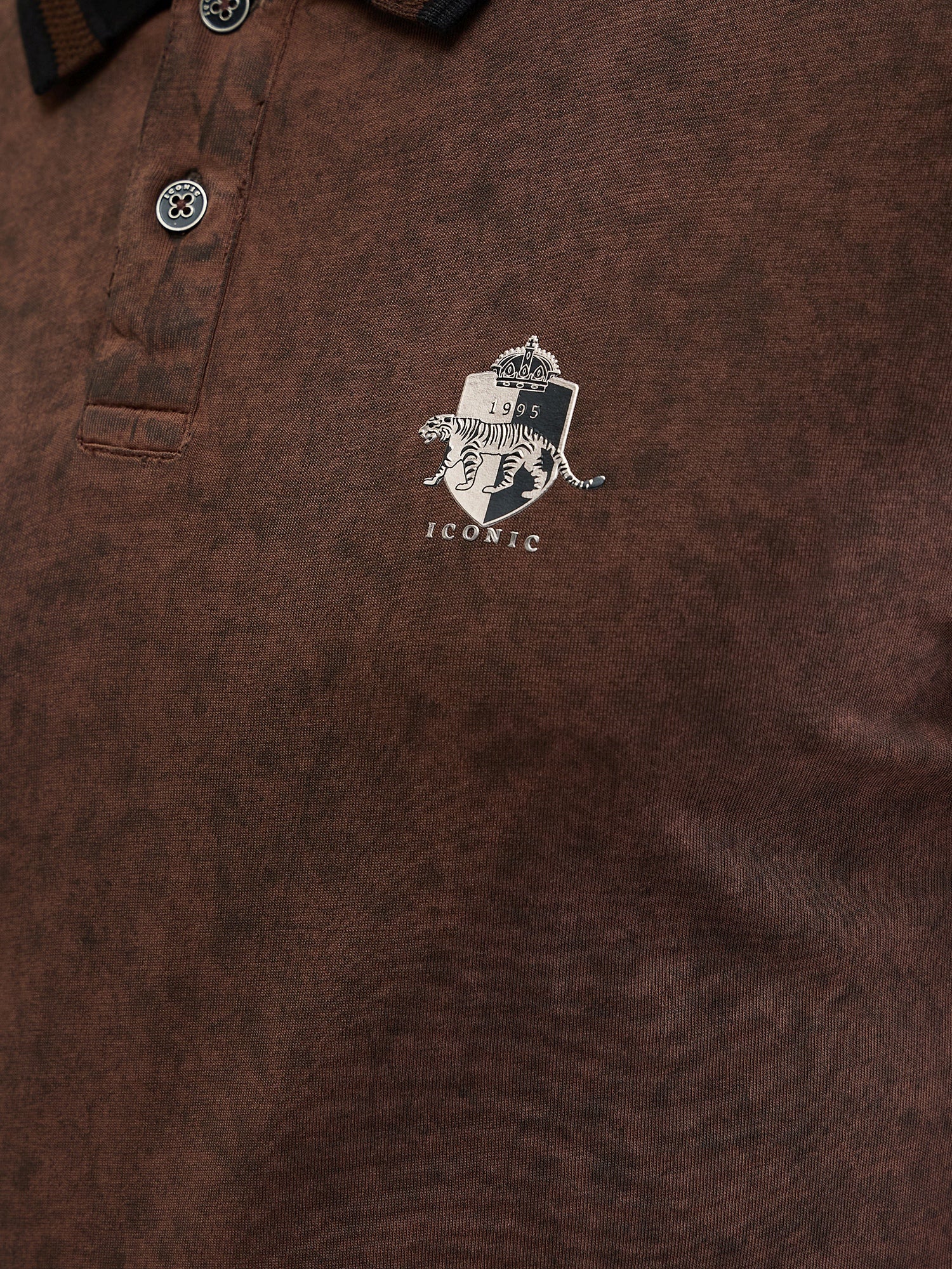 Iconic Men Brown Washed Polo Tshirt