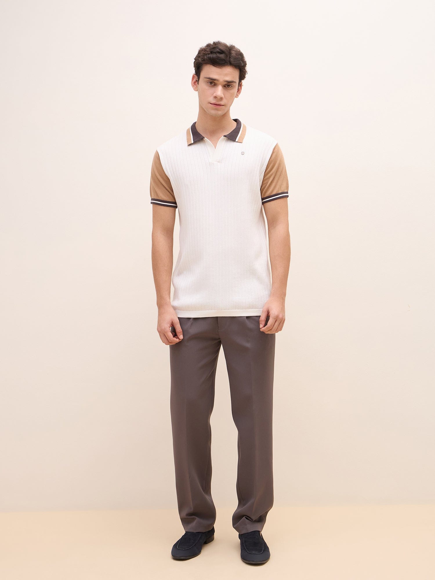 Iconic Men White Solid Polo Tshirt