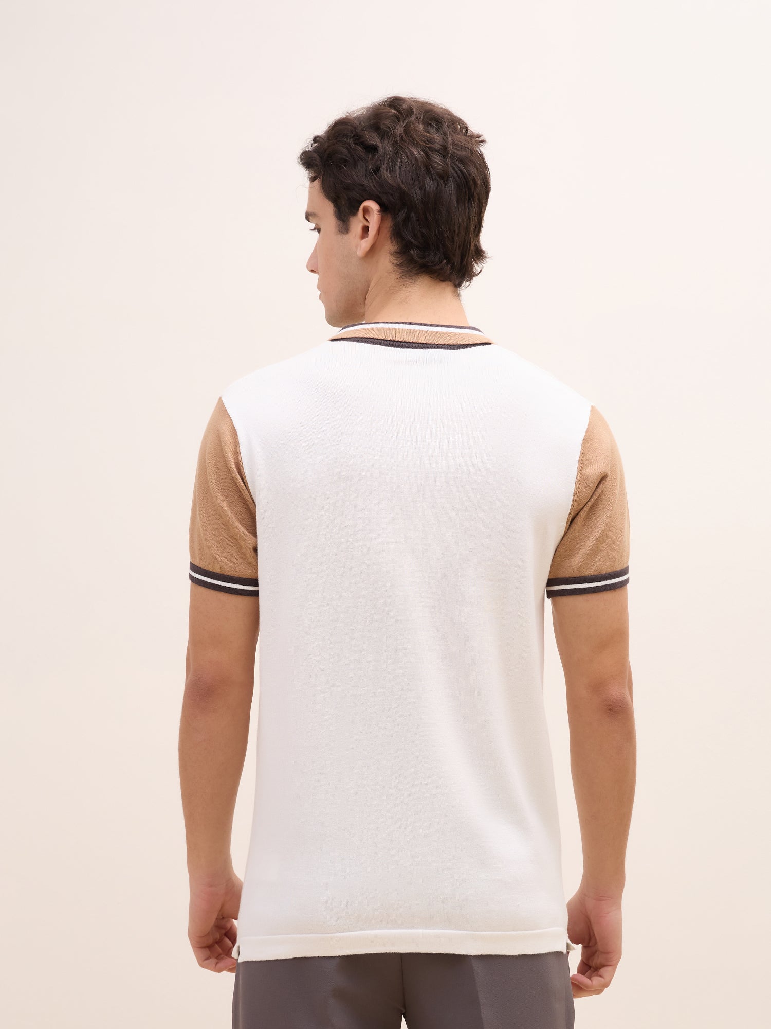 Iconic Men White Solid Polo Tshirt