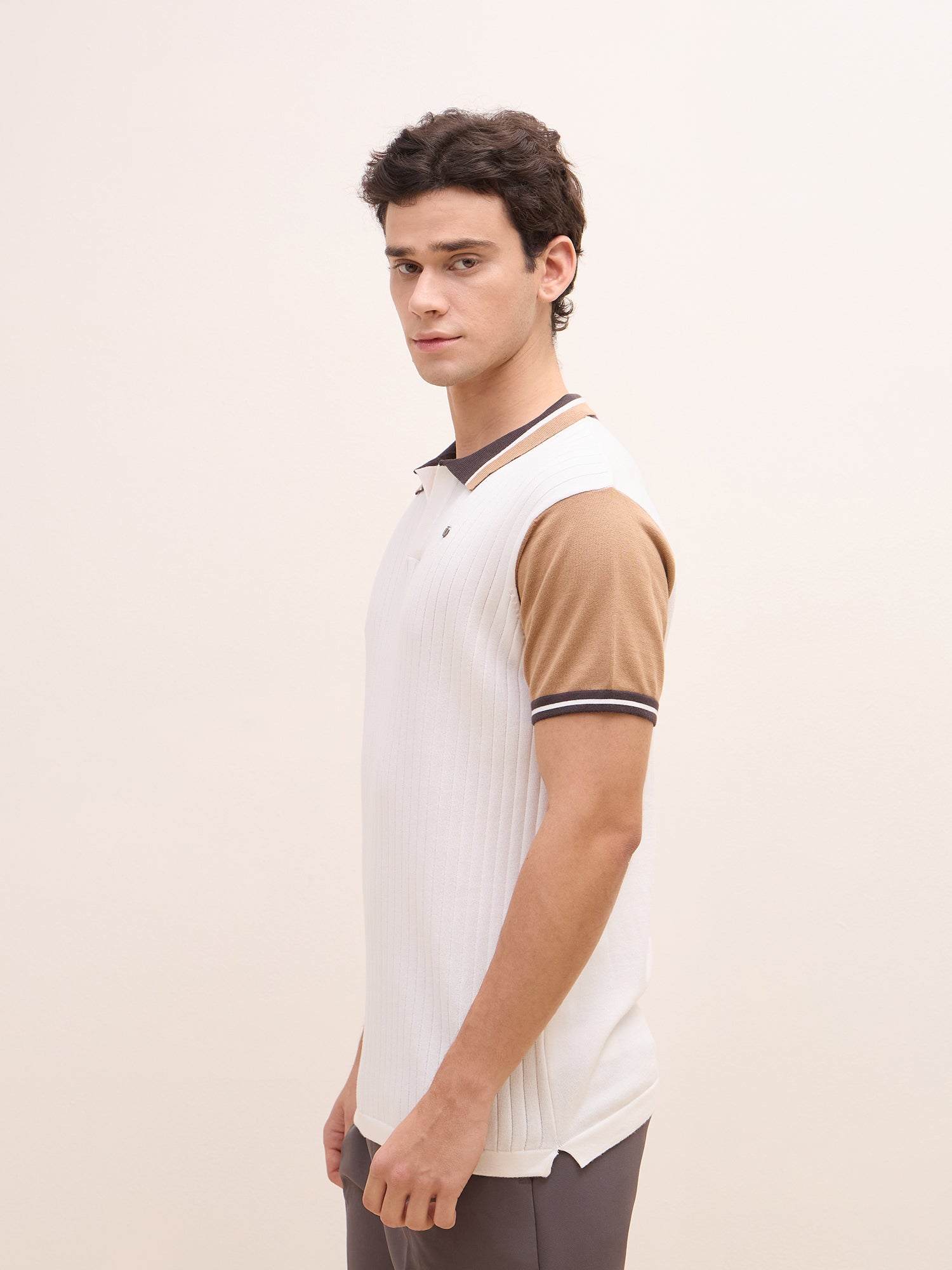 Iconic Men White Solid Polo Tshirt