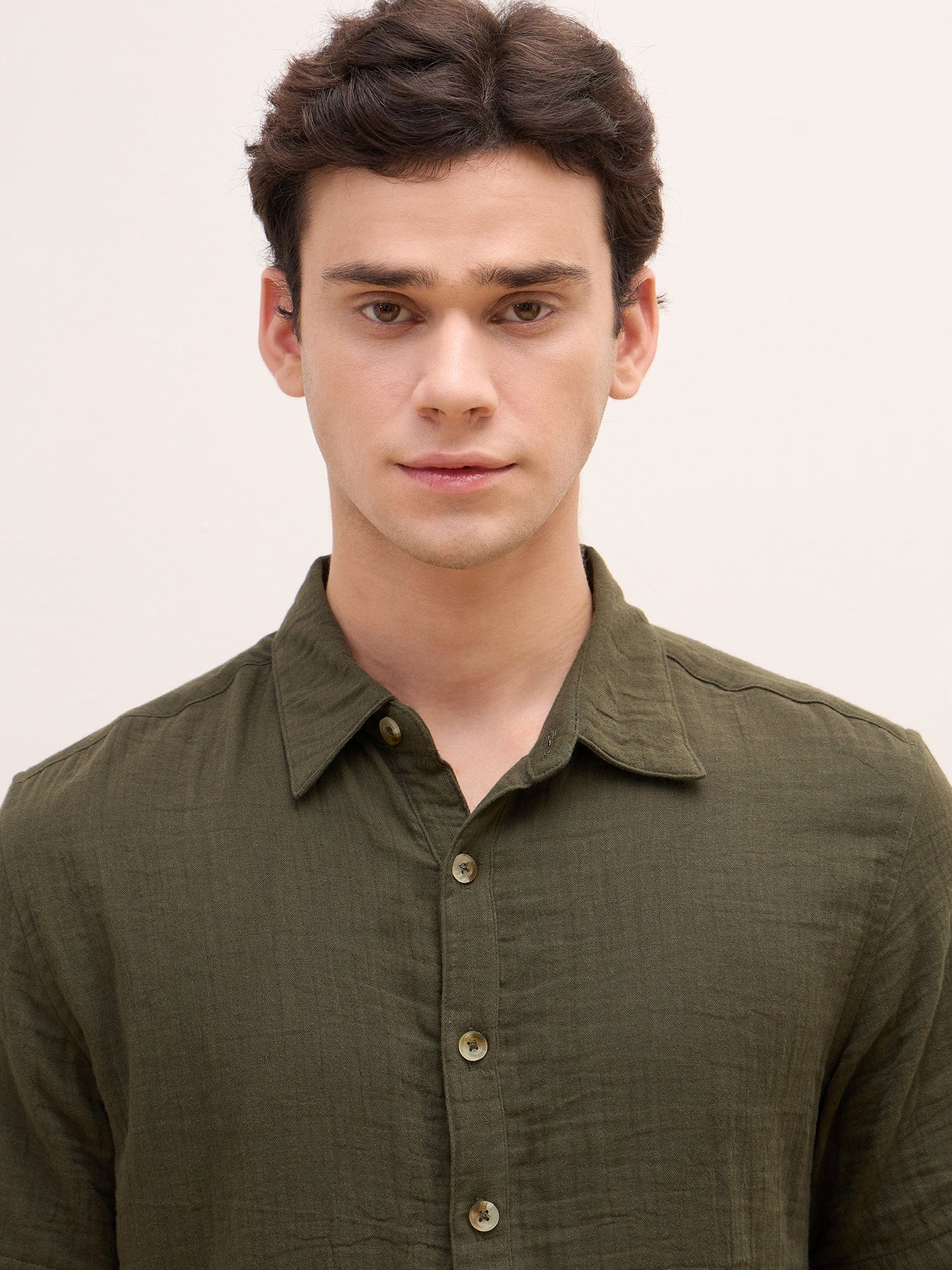 Iconic Men Green Solid Collar Shirt