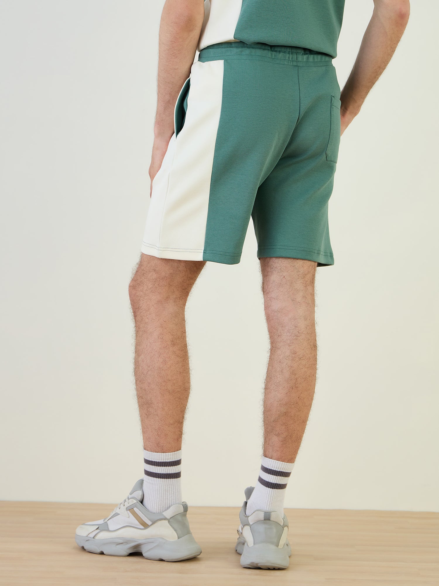 Iconic Men Green Regular Fit Color Block Shorts