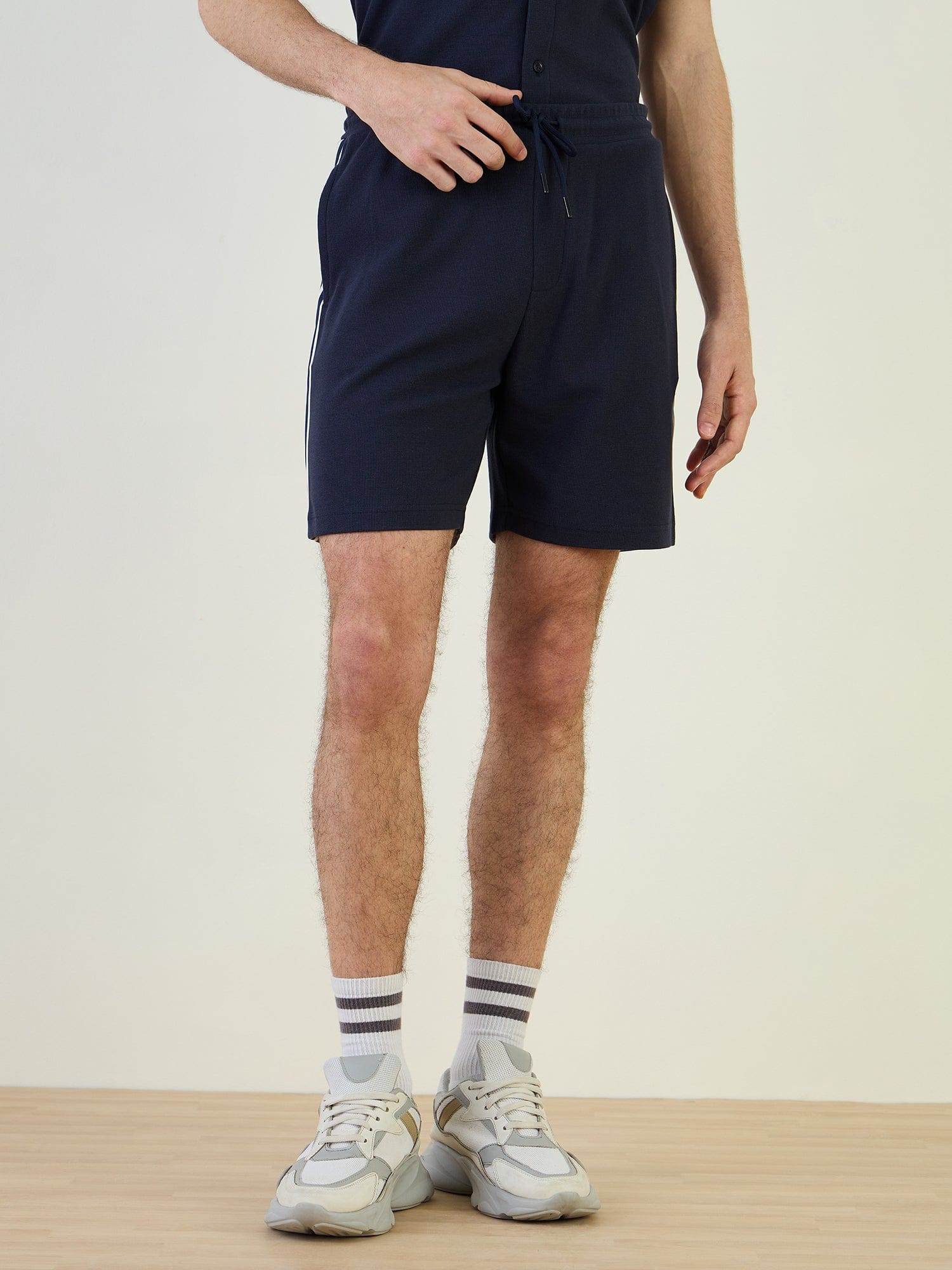 Iconic Men Blue Regular Fit Textured Shorts