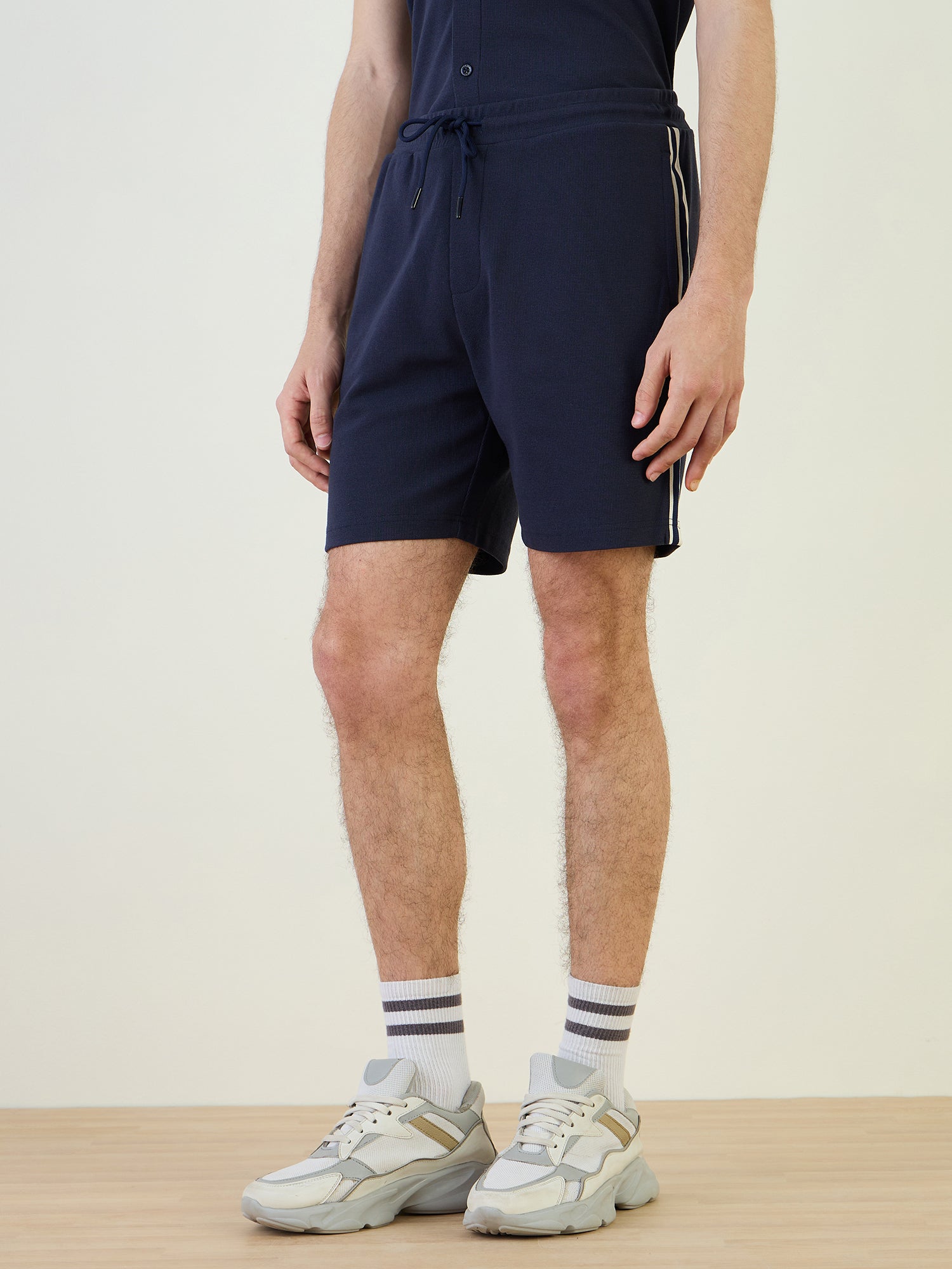 Iconic Men Blue Regular Fit Textured Shorts