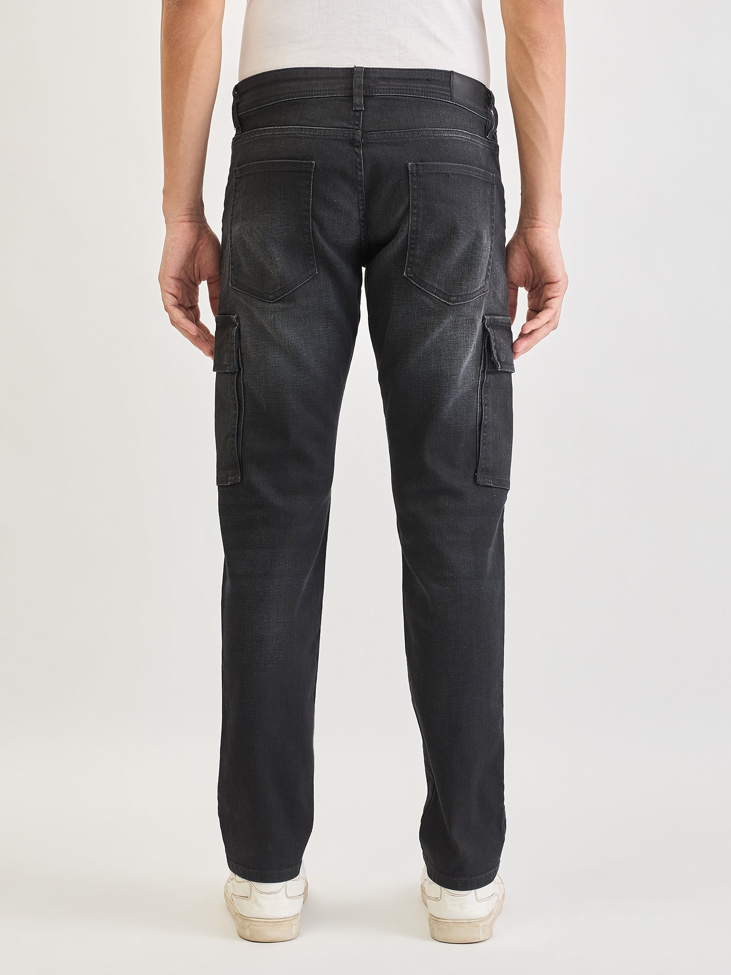 Antony Morato Men Black Comfort Tapered Fit Washed Jeans