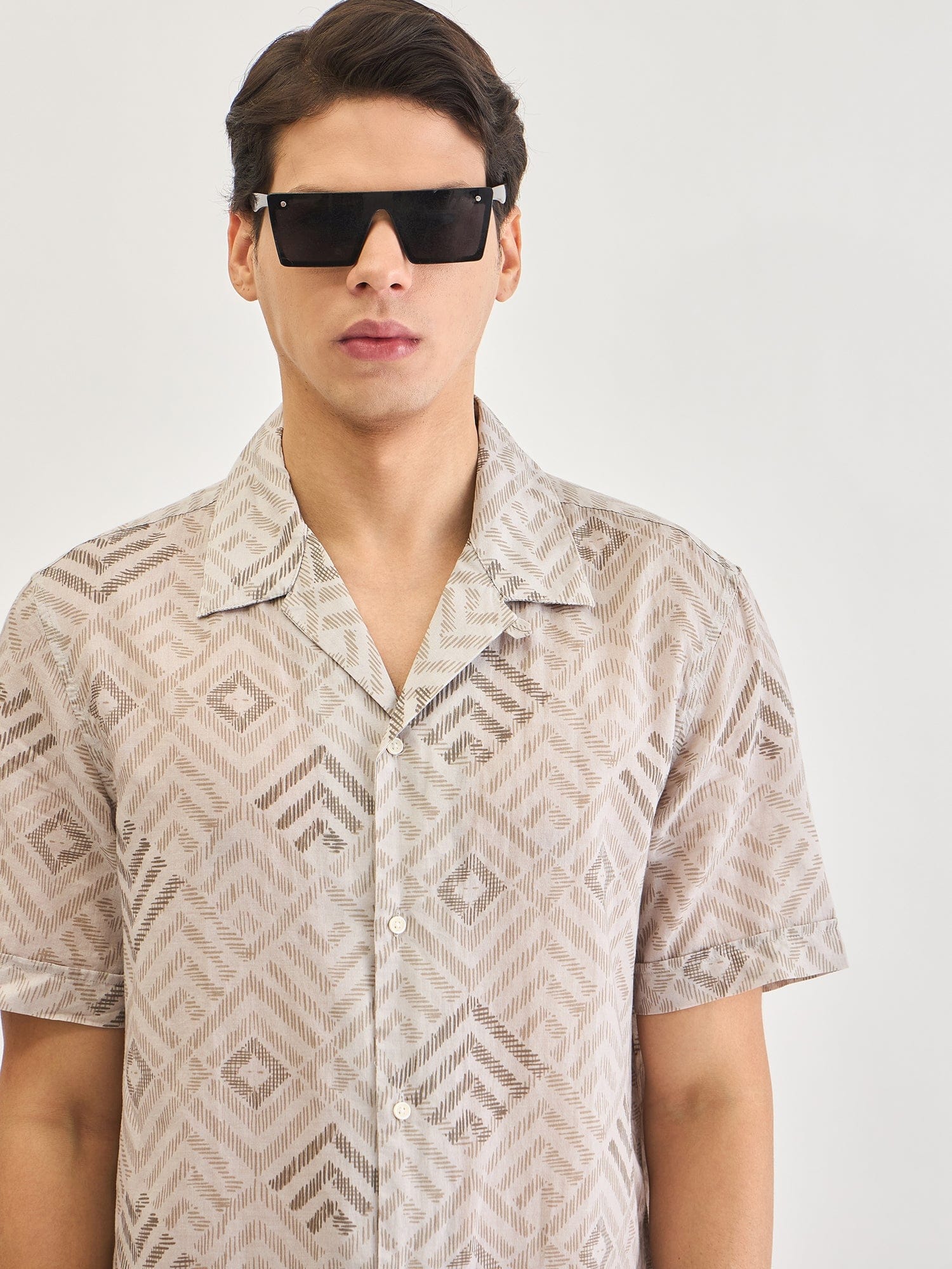 Antony Morato Men Beige Printed Collar Shirt