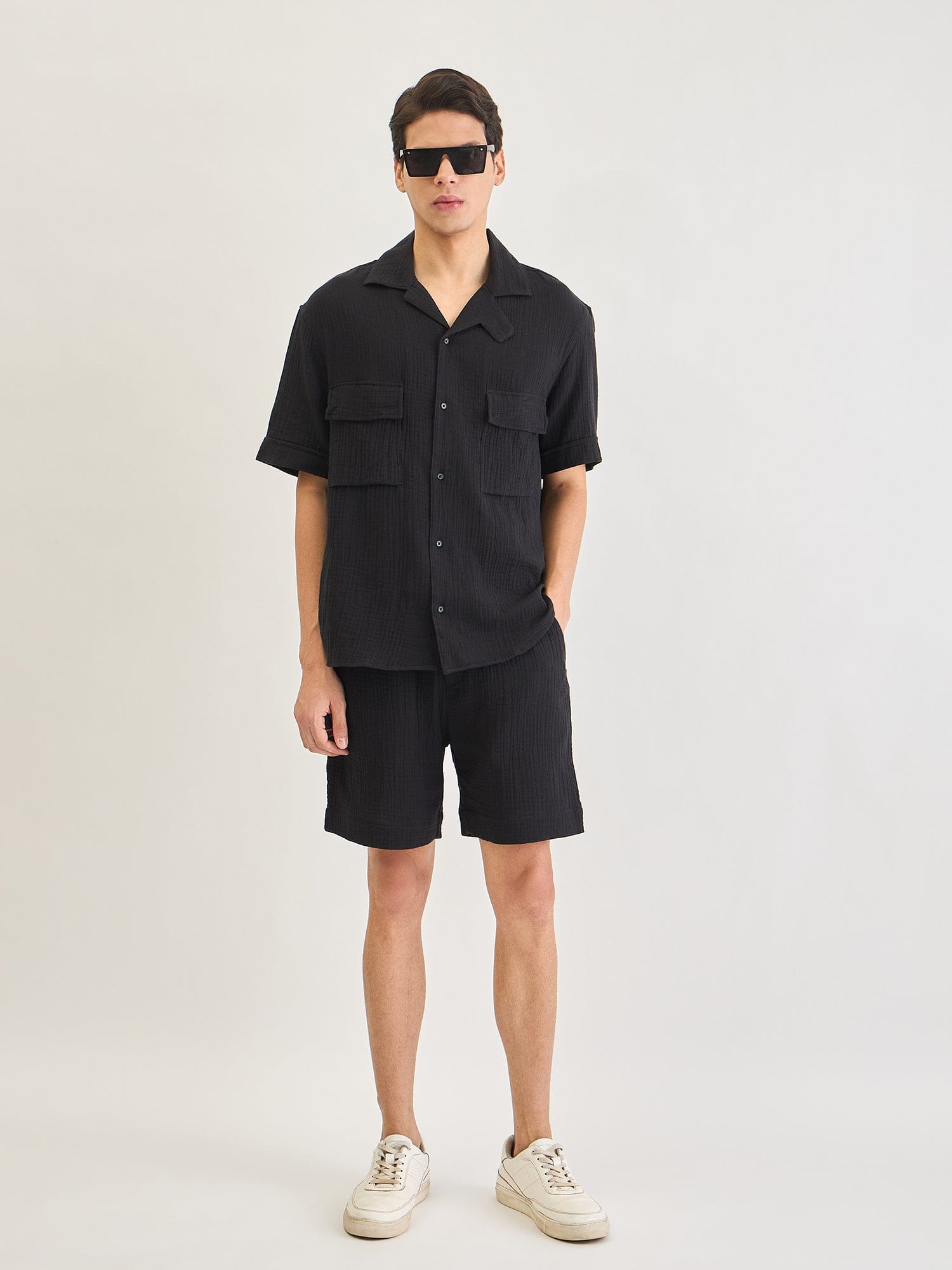 Antony Morato Men Black Solid Collar Shirt