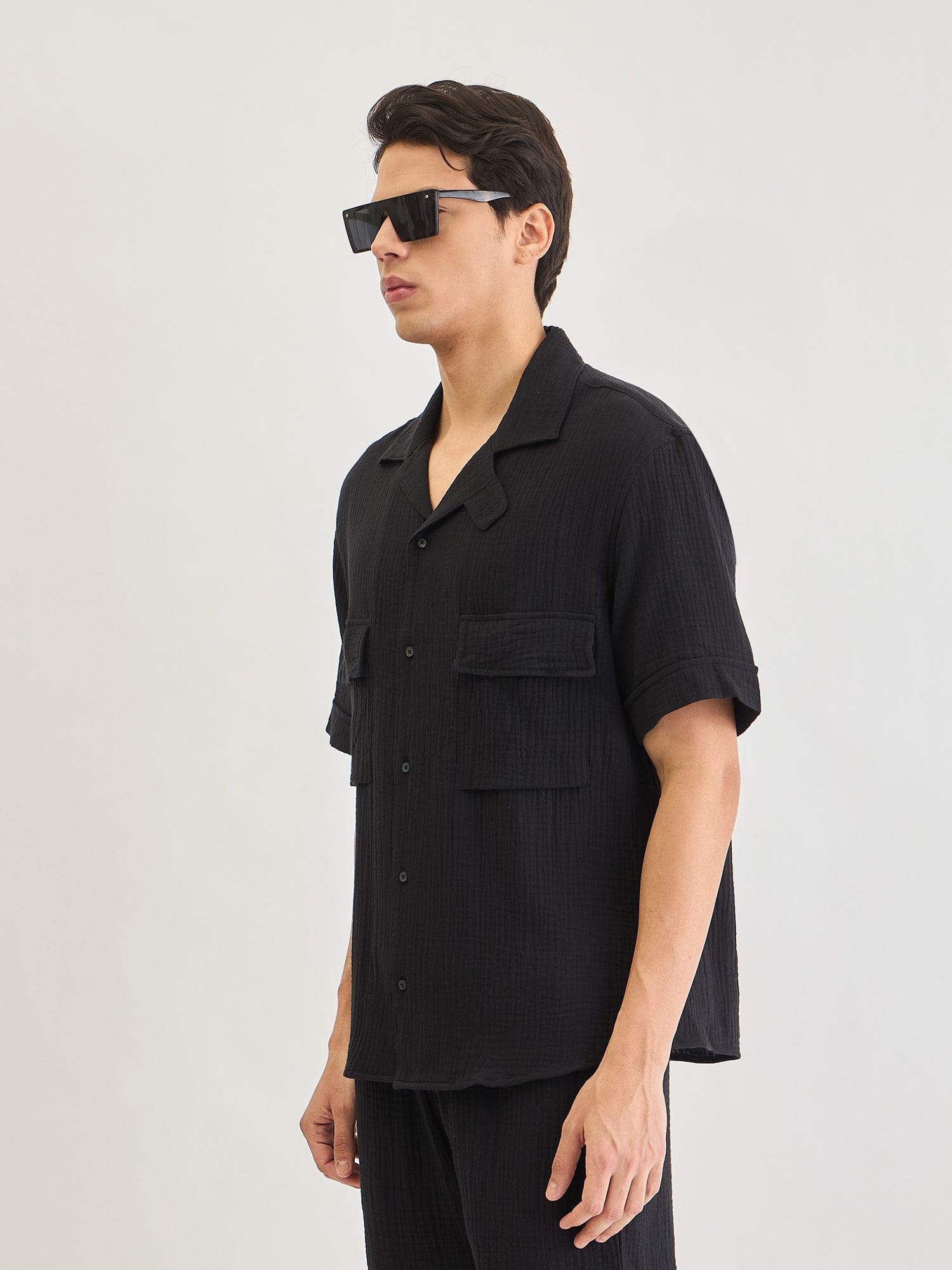 Antony Morato Men Black Solid Collar Shirt