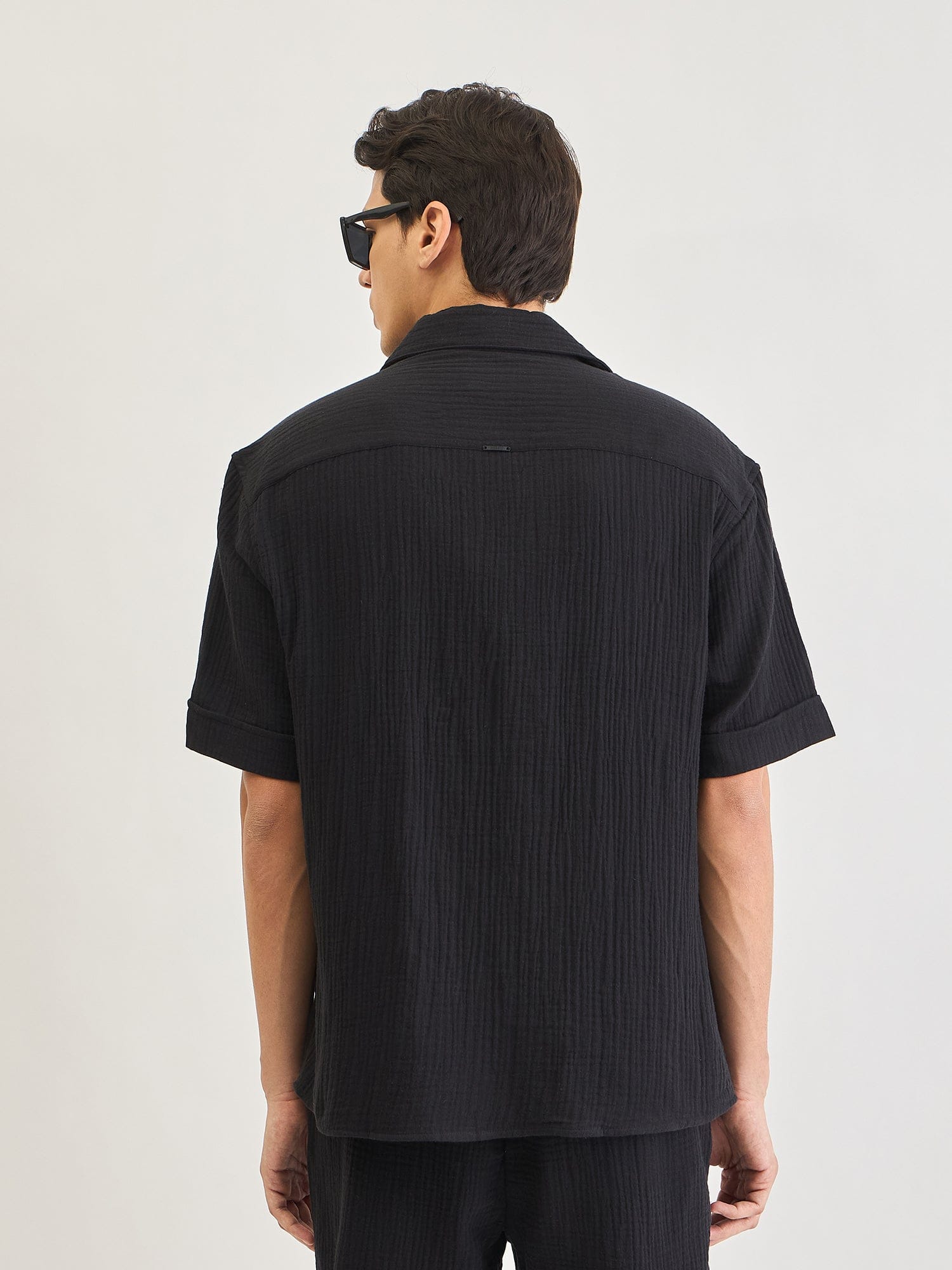 Antony Morato Men Black Solid Collar Shirt