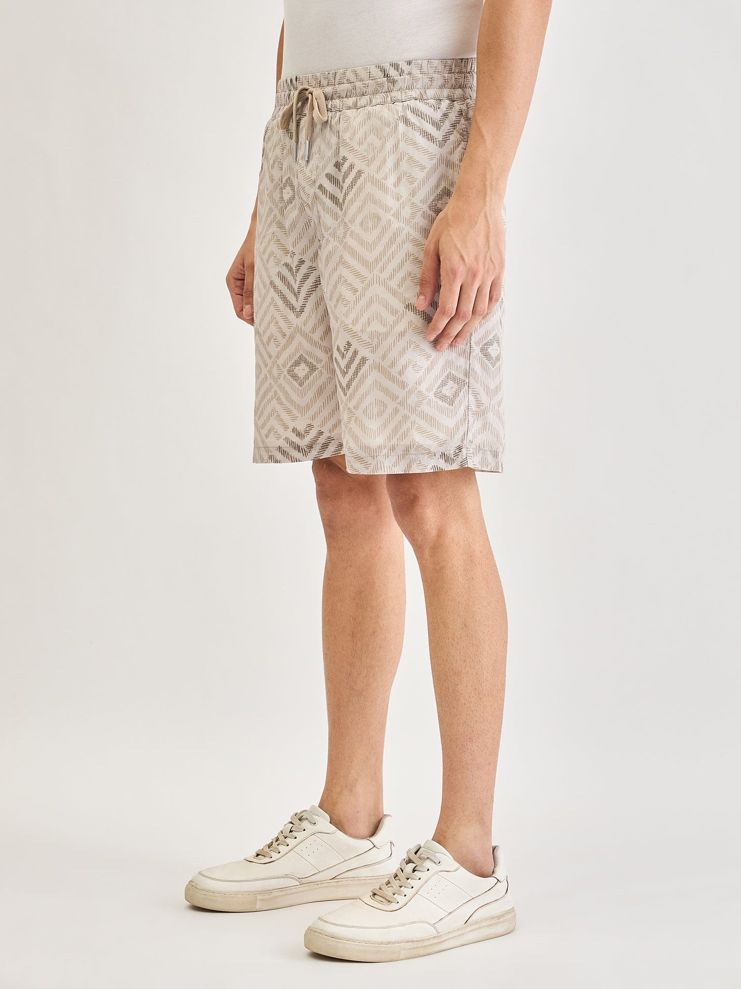 Antony Morato Men Beige Slim Fit Printed Shorts