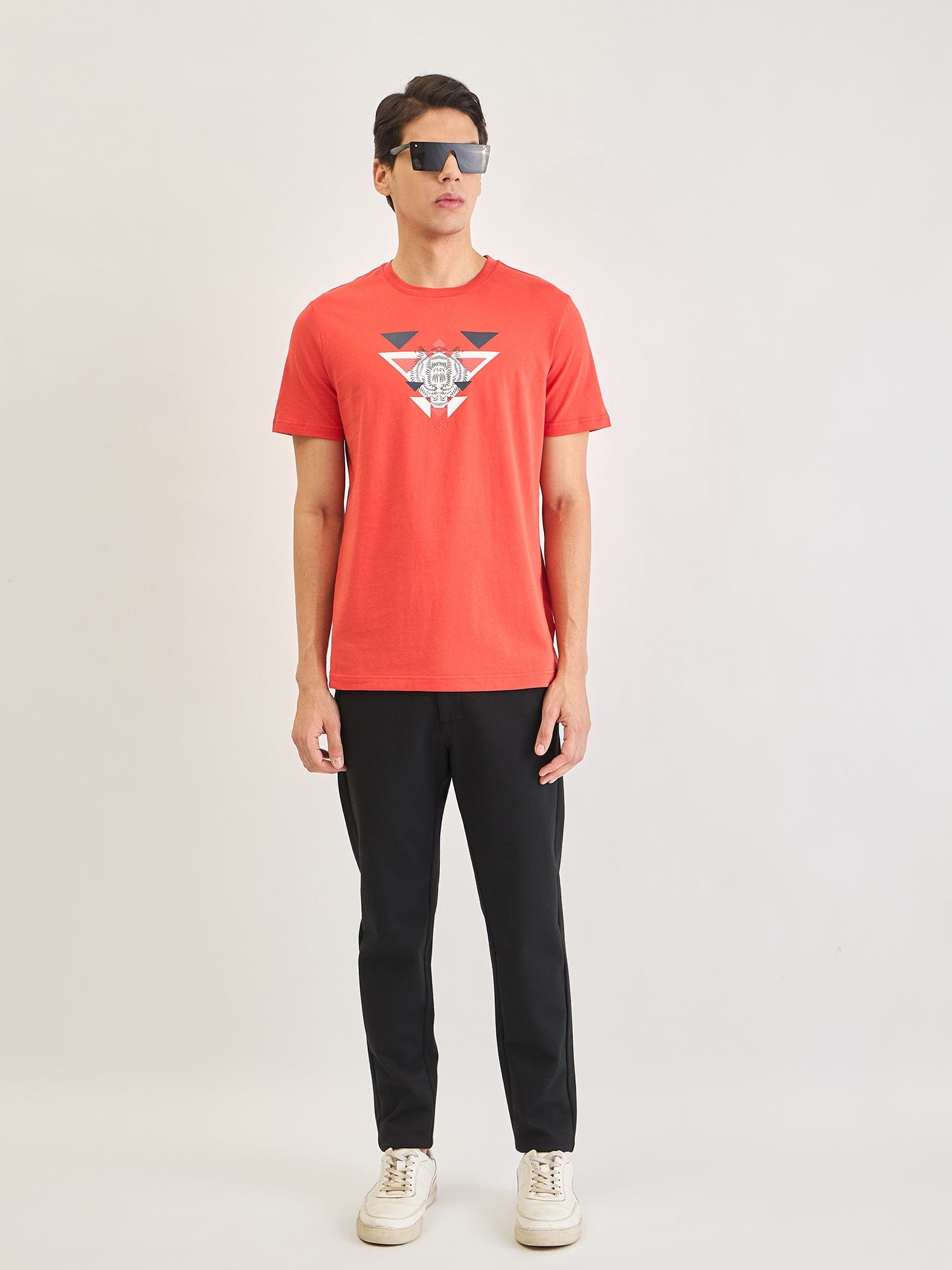 Antony Morato Men Red Placement Print Round Neck TShirt