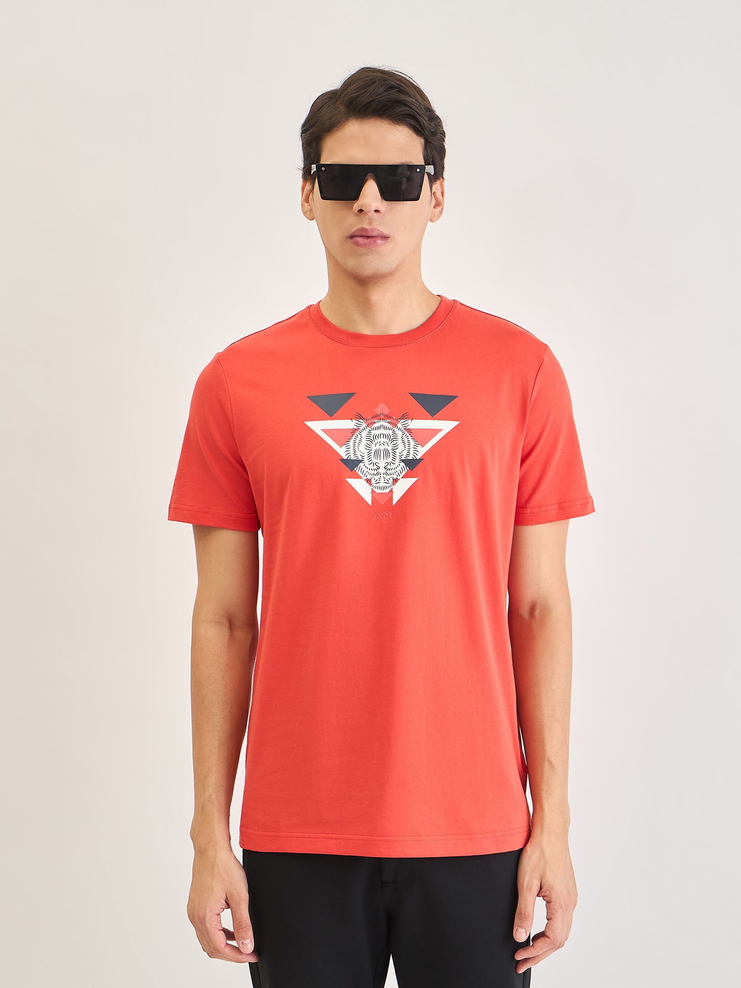 Antony Morato Men Red Placement Print Round Neck TShirt