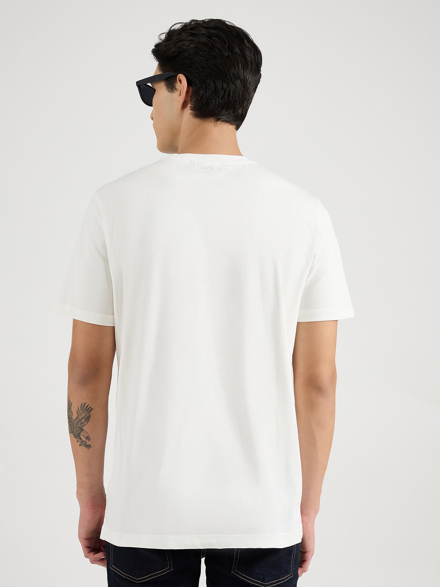 Antony Morato Men Cream Placement Print Round Neck Tshirt