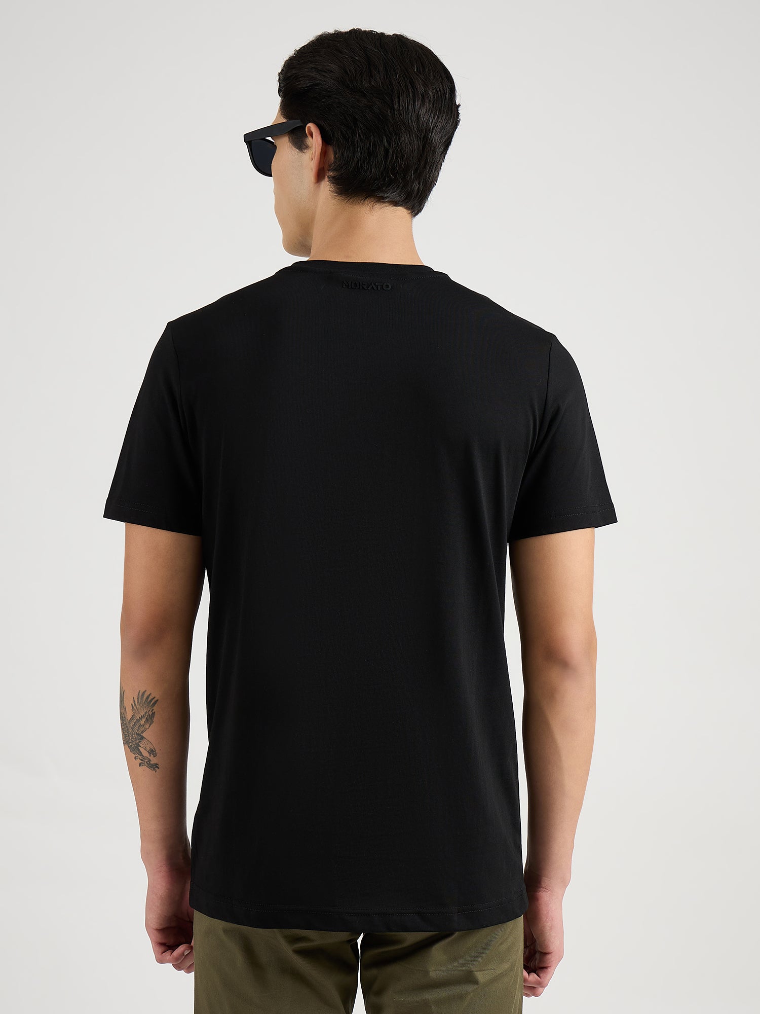 Antony Morato Men Black Placement Print Round Neck Tshirt
