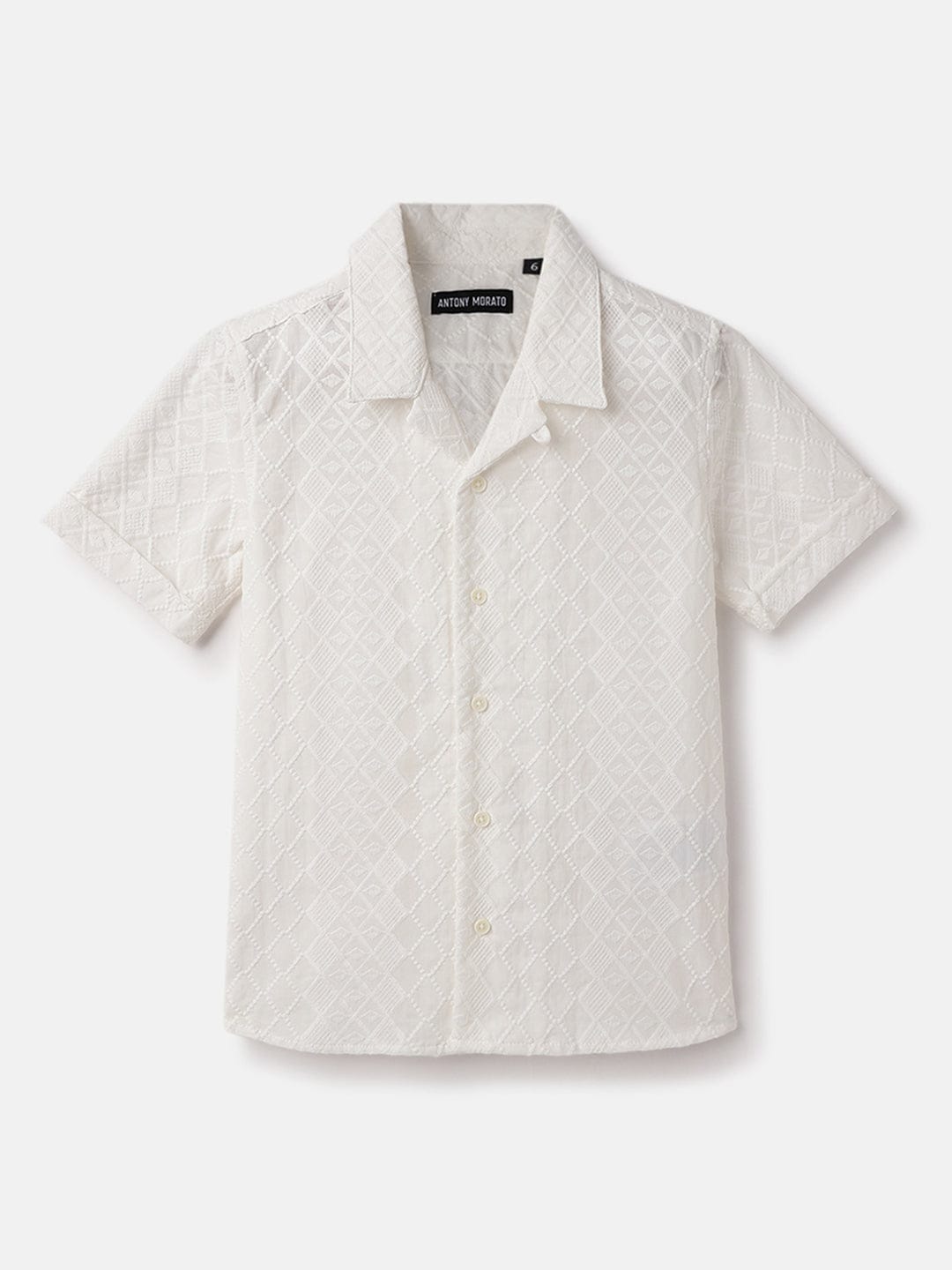 Antony Morato Boys Cream Solid Collar Shirt