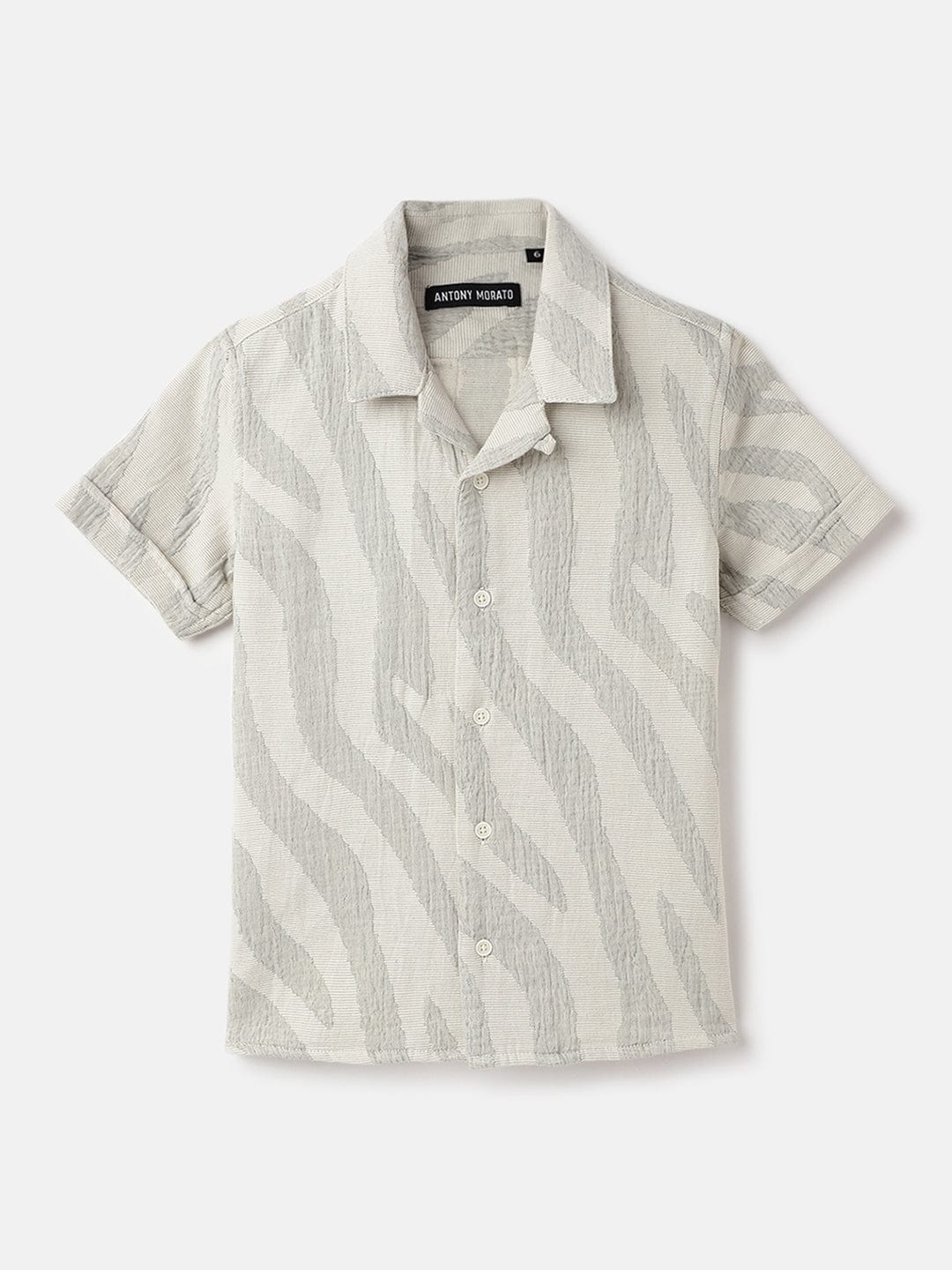 Antony Morato Boys Green Printed Collar Shirt