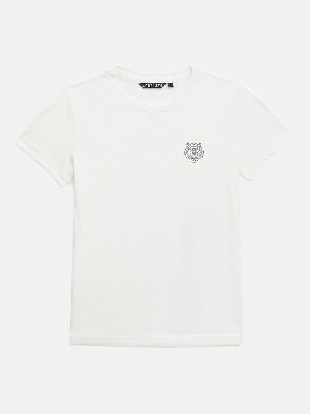 Antony Morato Boys Cream Solid Crew Neck TShirt