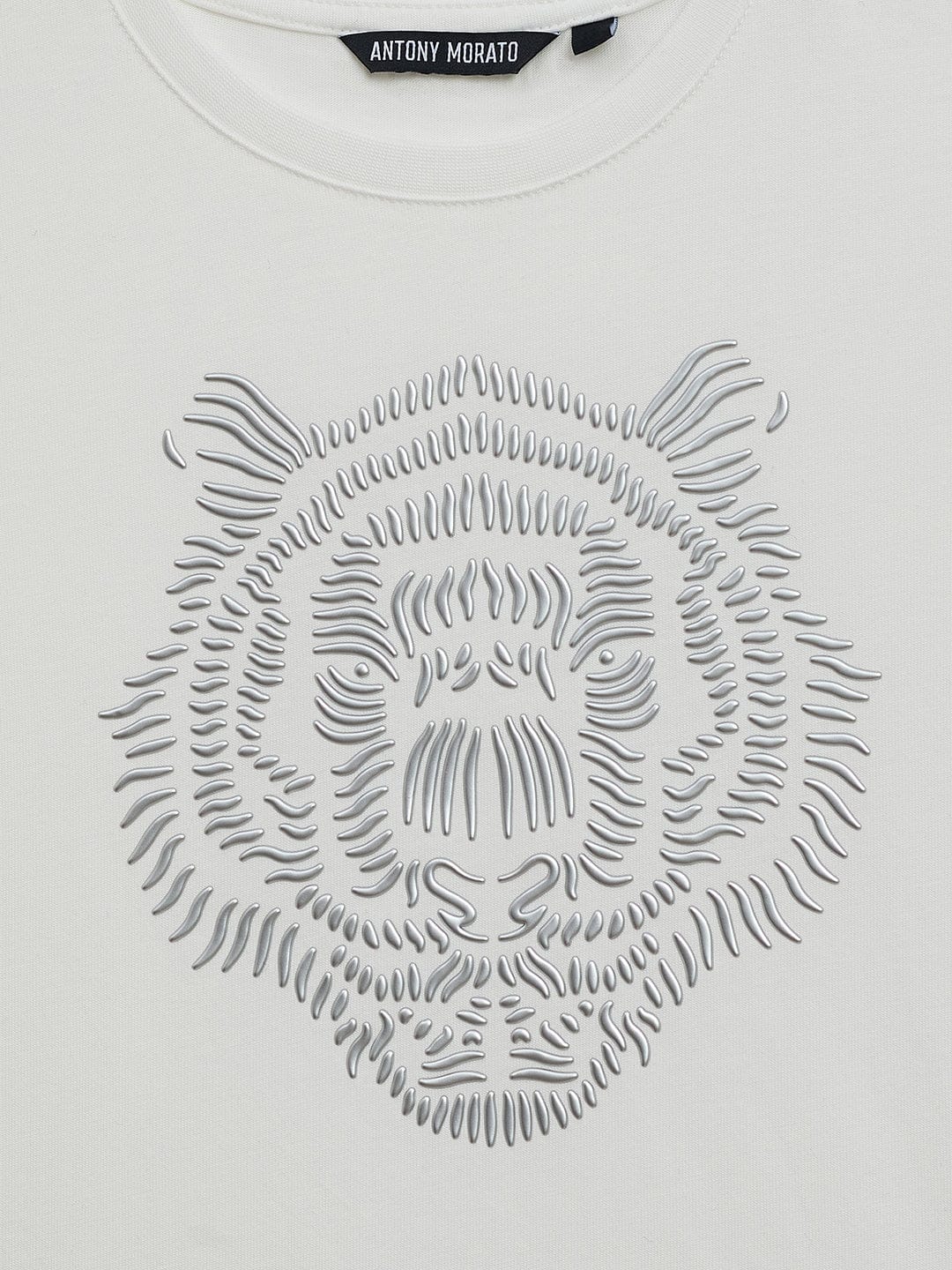 Antony Morato Boys Cream Placement Print Crew Neck TShirt