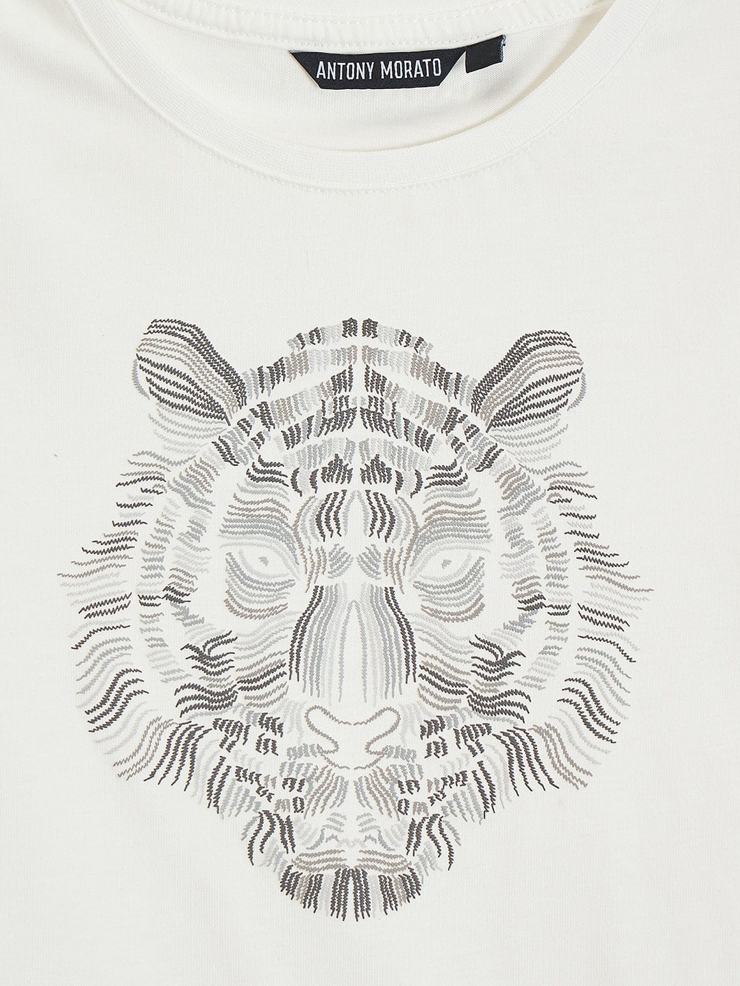 Antony Morato Boys Cream Placement Print Crew Neck Tshirt