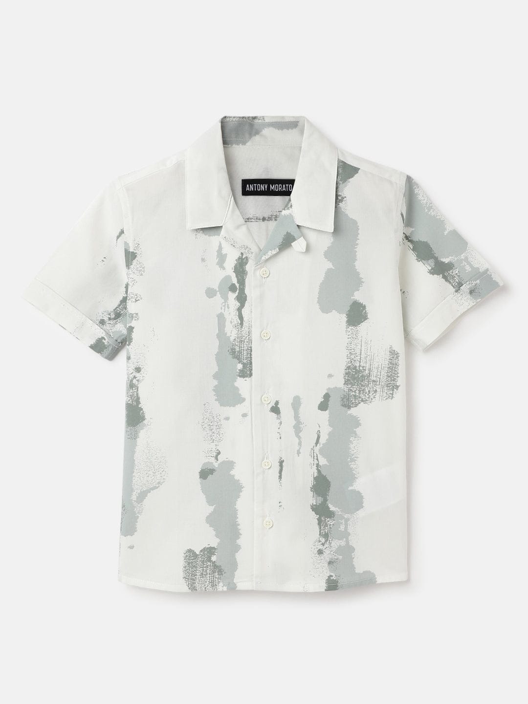 Antony Morato Boys Green Printed Collar Shirt