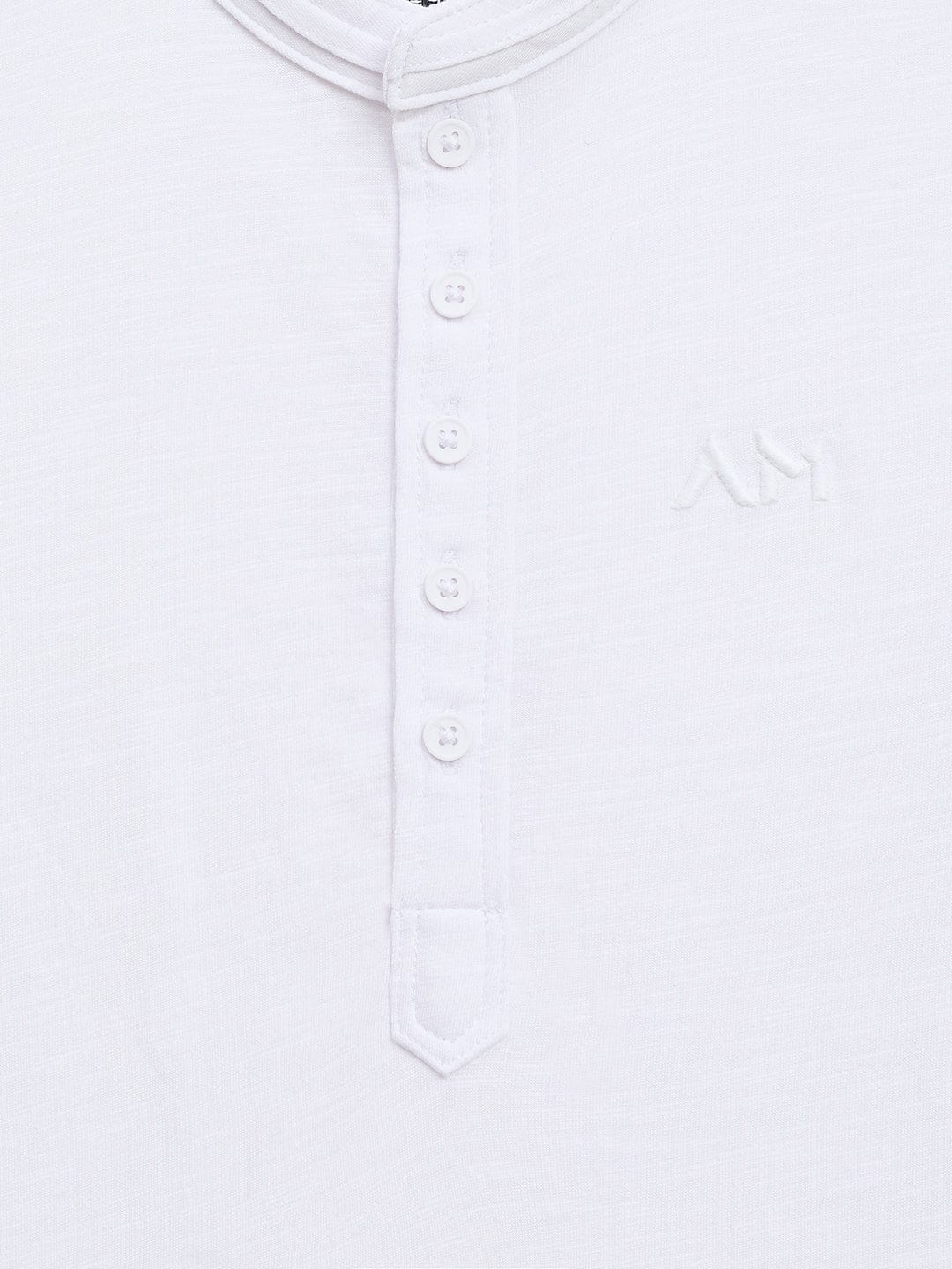 Antony Morato Boys Cream Solid Band Collar TShirt