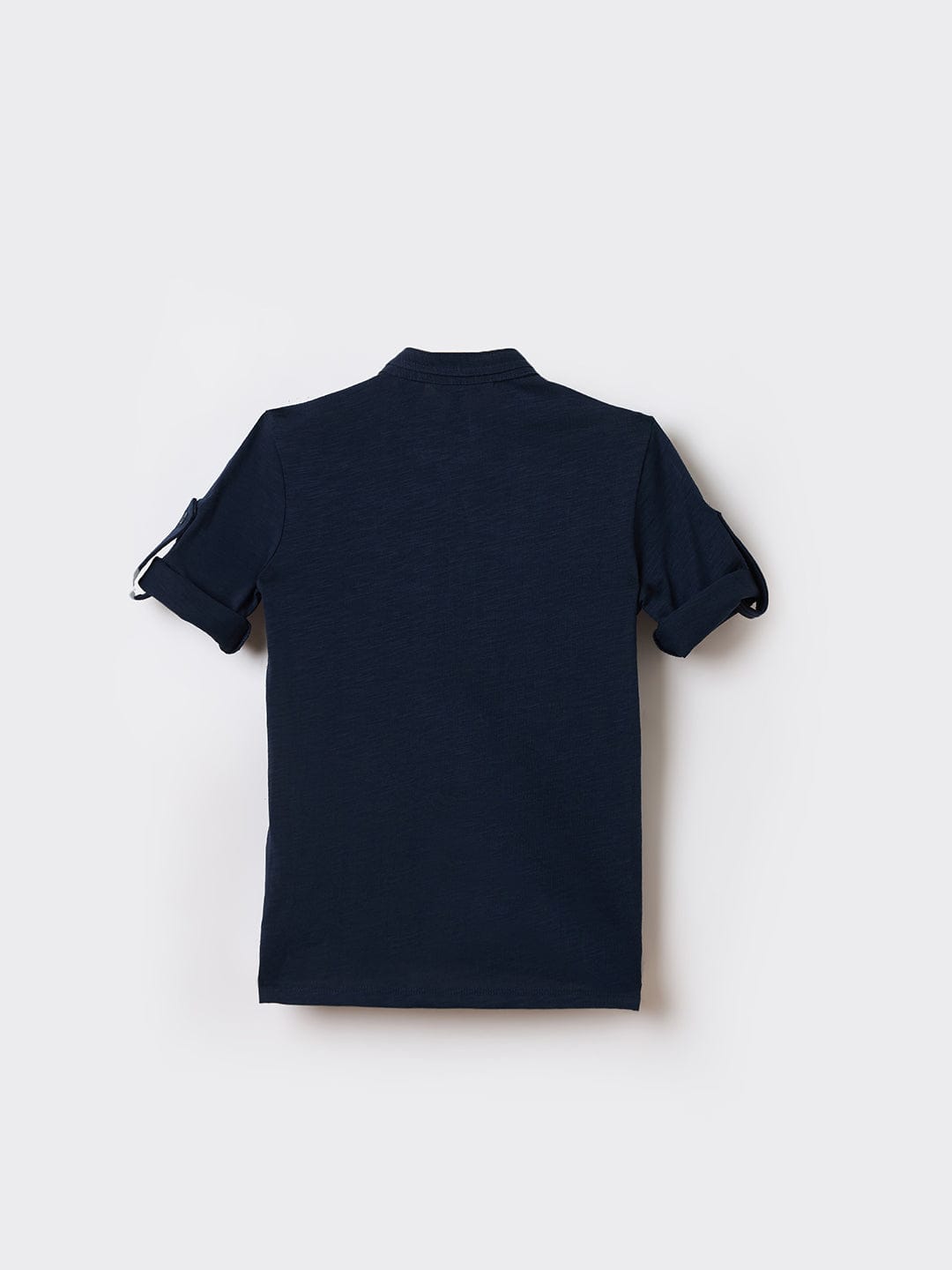 Antony Morato Boys Blue Solid Band Collar Tshirt