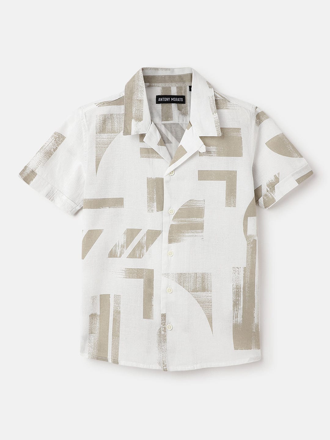 Antony Morato Boys Beige Printed Collar Shirt