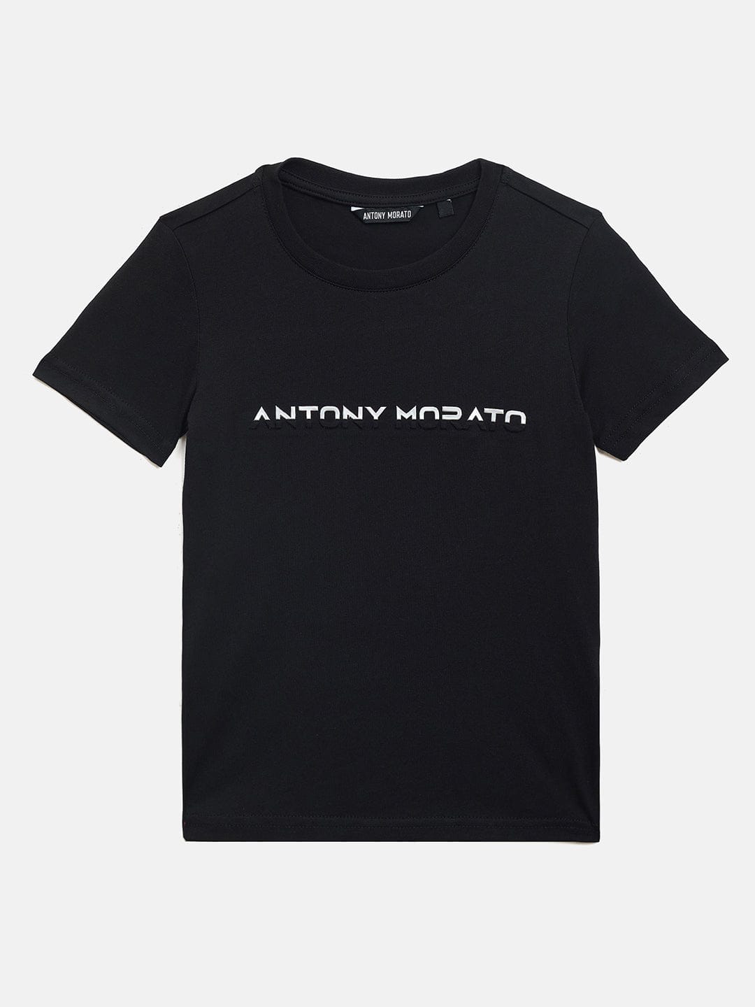 Antony Morato Boys Black Placement Print Crew Neck TShirt