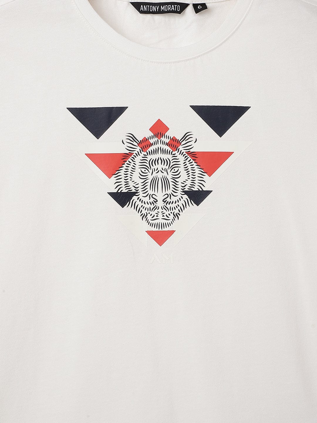 Antony Morato Boys Cream Placement Print Crew Neck TShirt