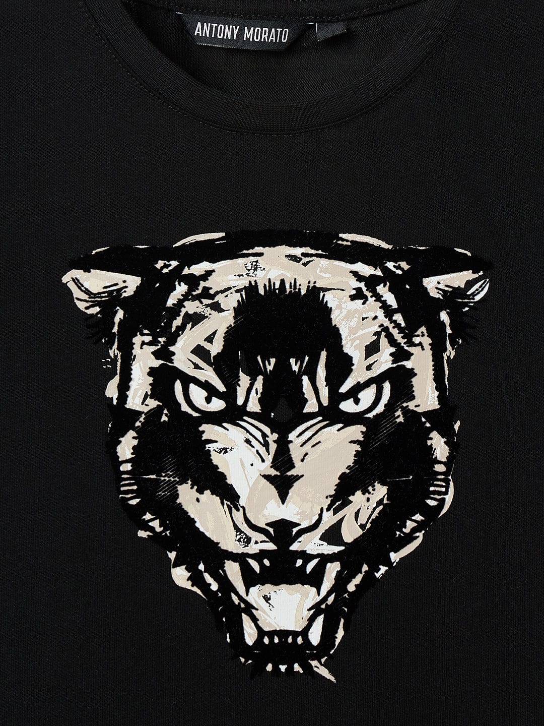 Antony Morato Boys Black Placement Print Crew Neck Tshirt