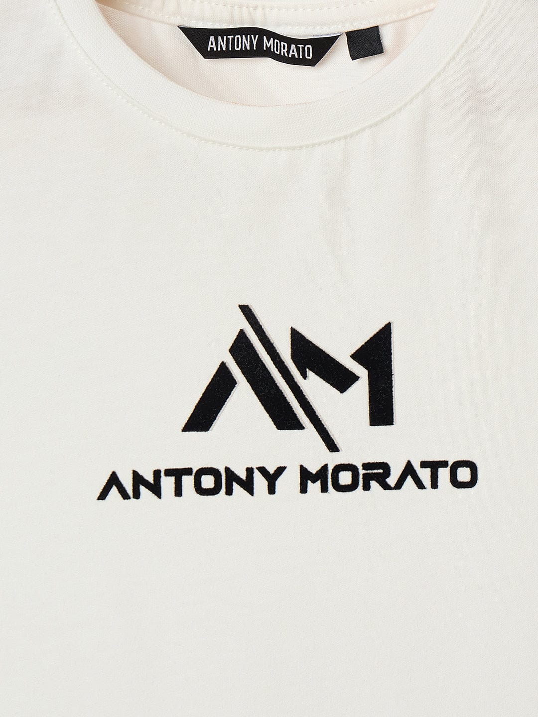 Antony Morato Boys Cream Placement Print Crew Neck Tshirt