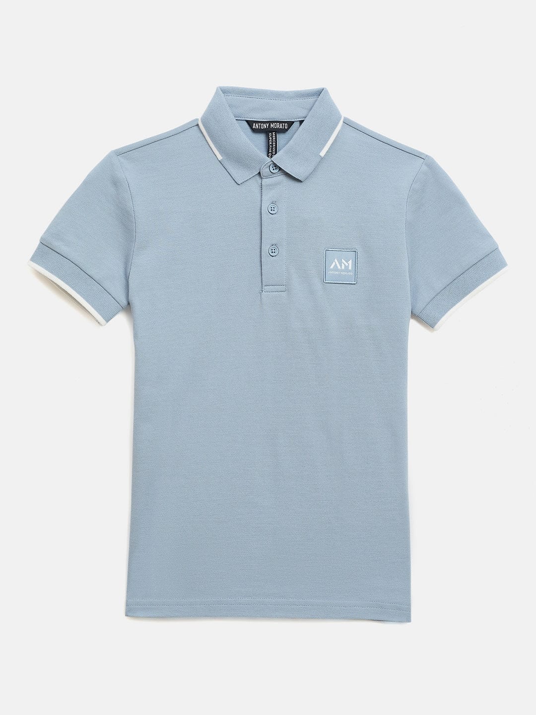 Antony Morato Boys Blue Solid Polo Tshirt