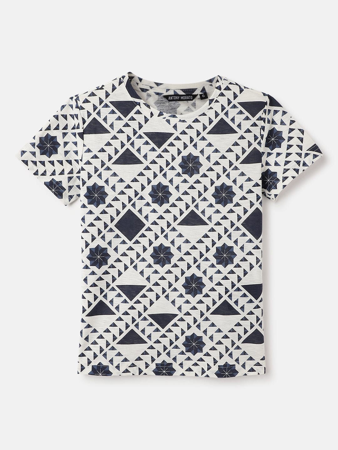 Antony Morato Boys Blue Printed Crew Neck TShirt