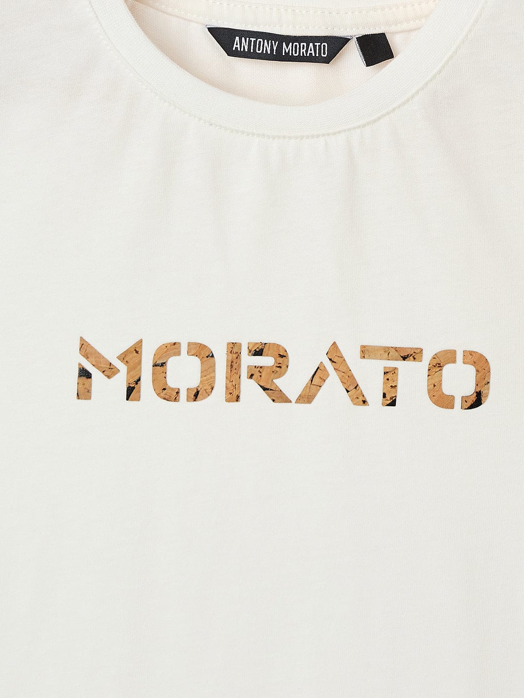 Antony Morato Boys Cream Placement Print Crew Neck Tshirt