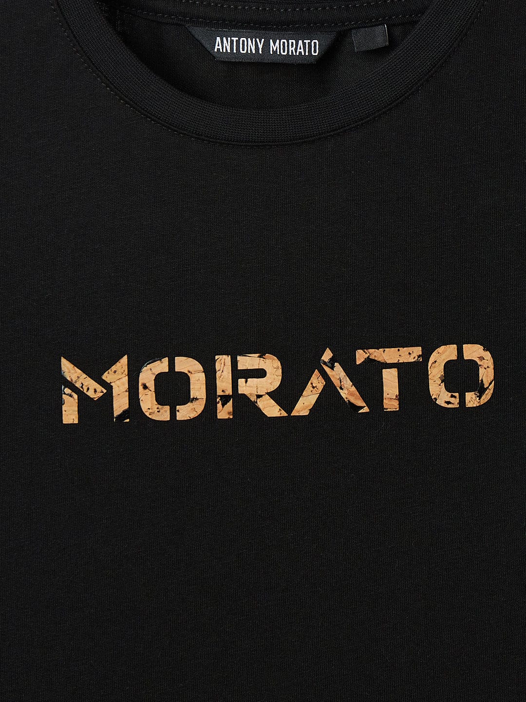 Antony Morato Boys Black Placement Print Crew Neck Tshirt