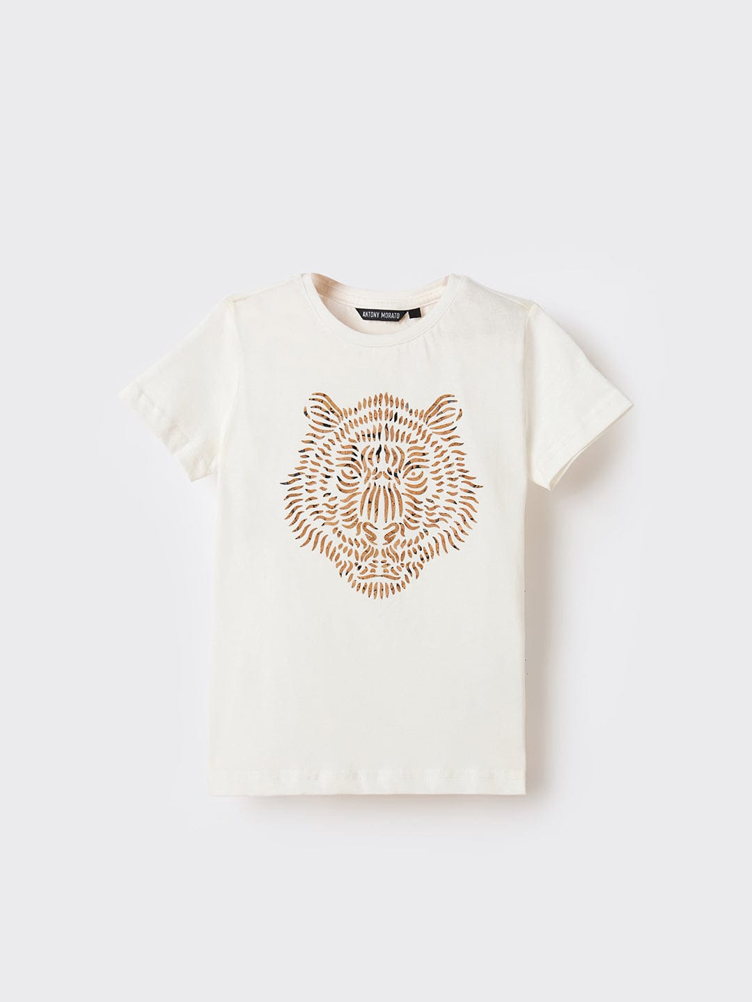 Antony Morato Boys Cream Placement Print Crew Neck Tshirt