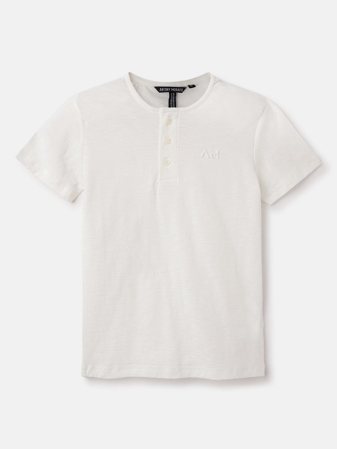 Antony Morato Boys Cream Solid Crew Neck TShirt