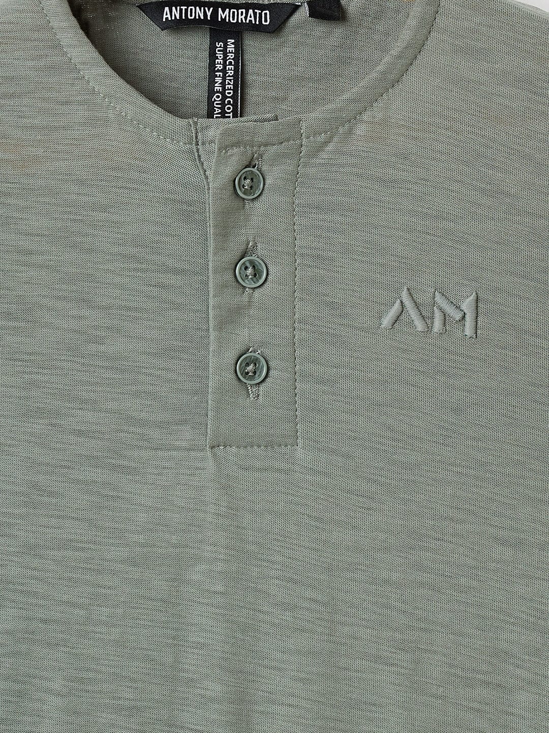 Antony Morato Boys Green Solid Crew Neck Tshirt