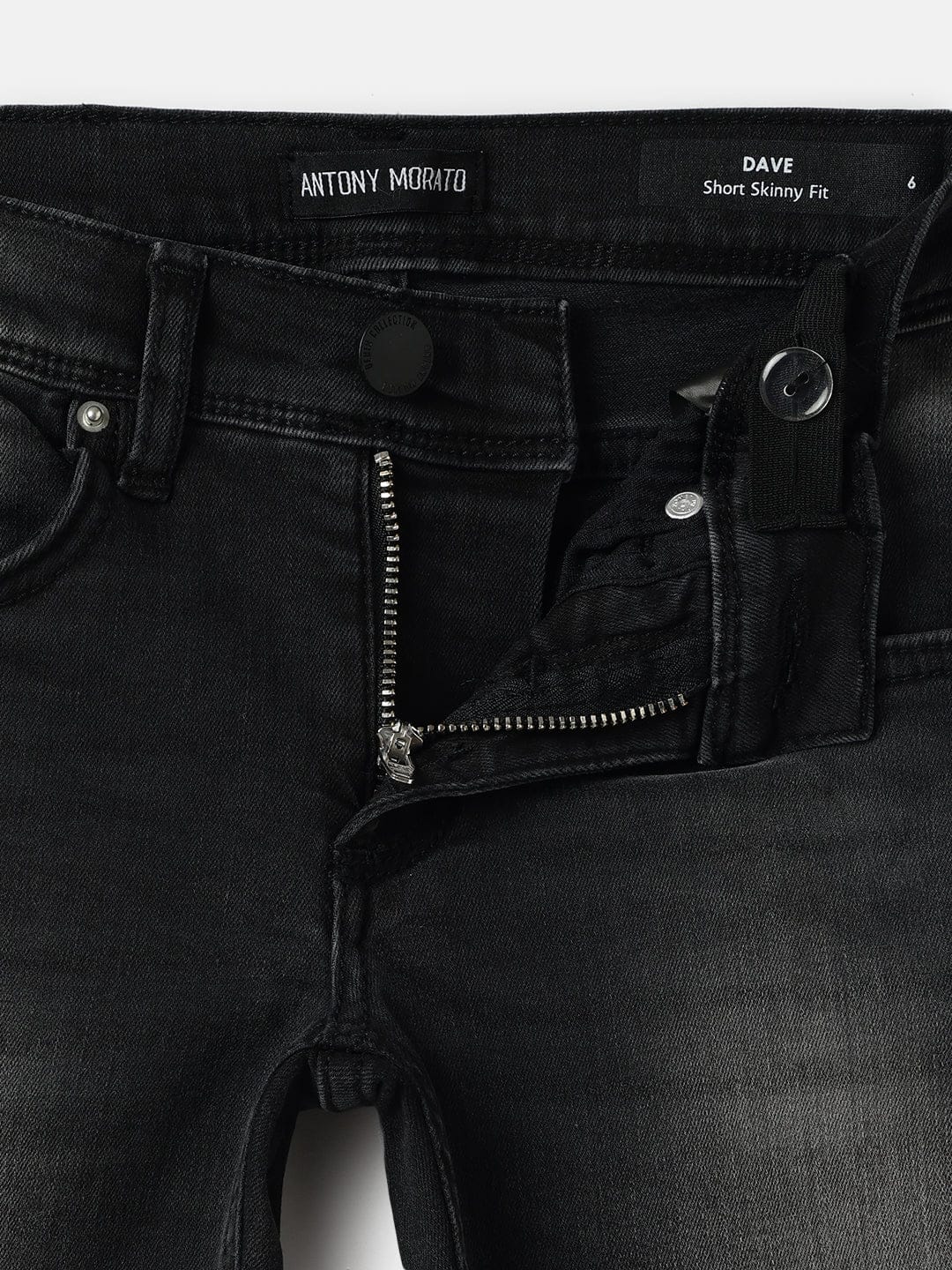Antony Morato Boys Black Skinny Fit Washed Shorts