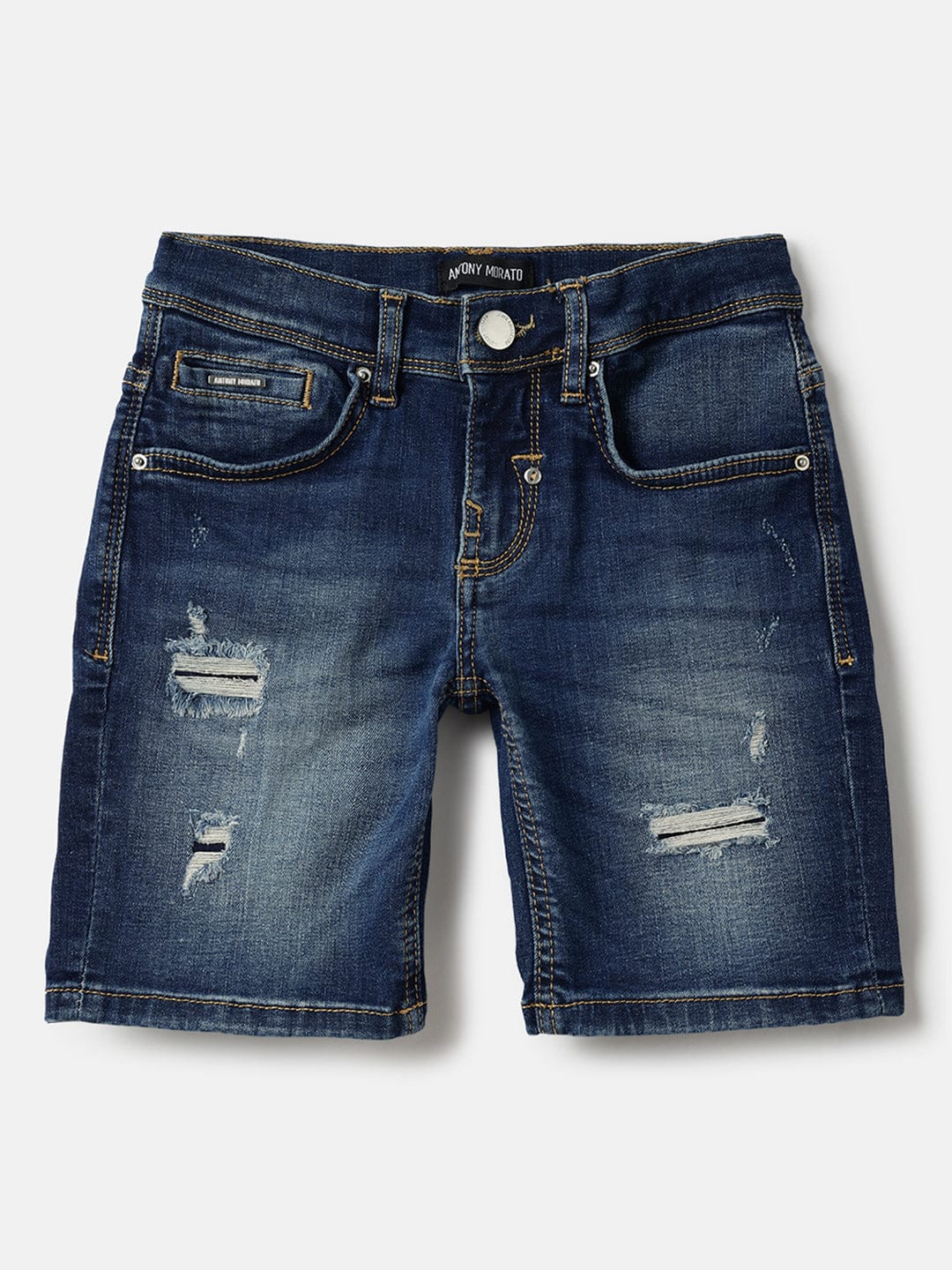 Antony Morato Boys Blue Skinny Fit Washed Shorts