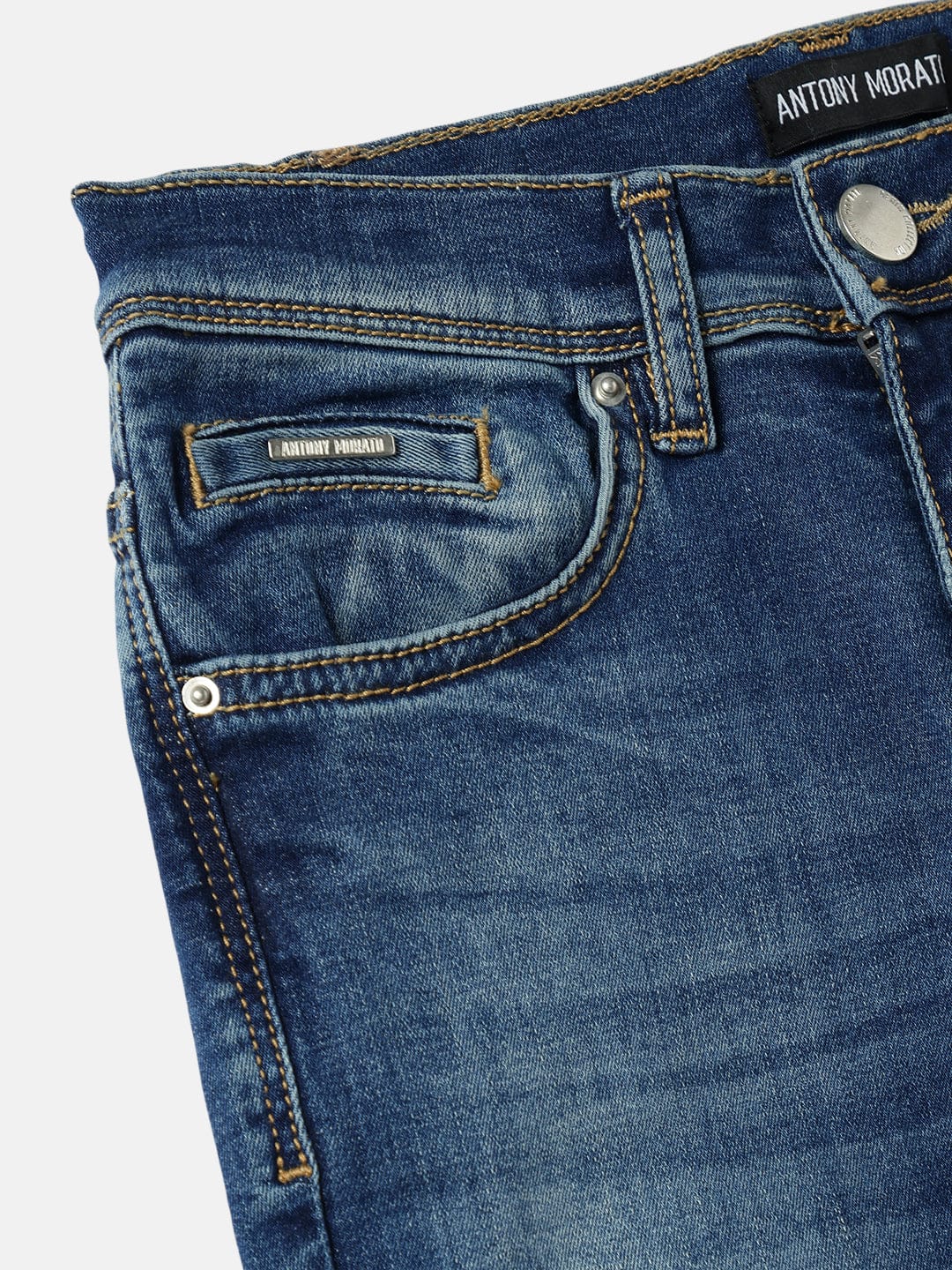 Antony Morato Boys Blue Skinny Fit Washed Jeans