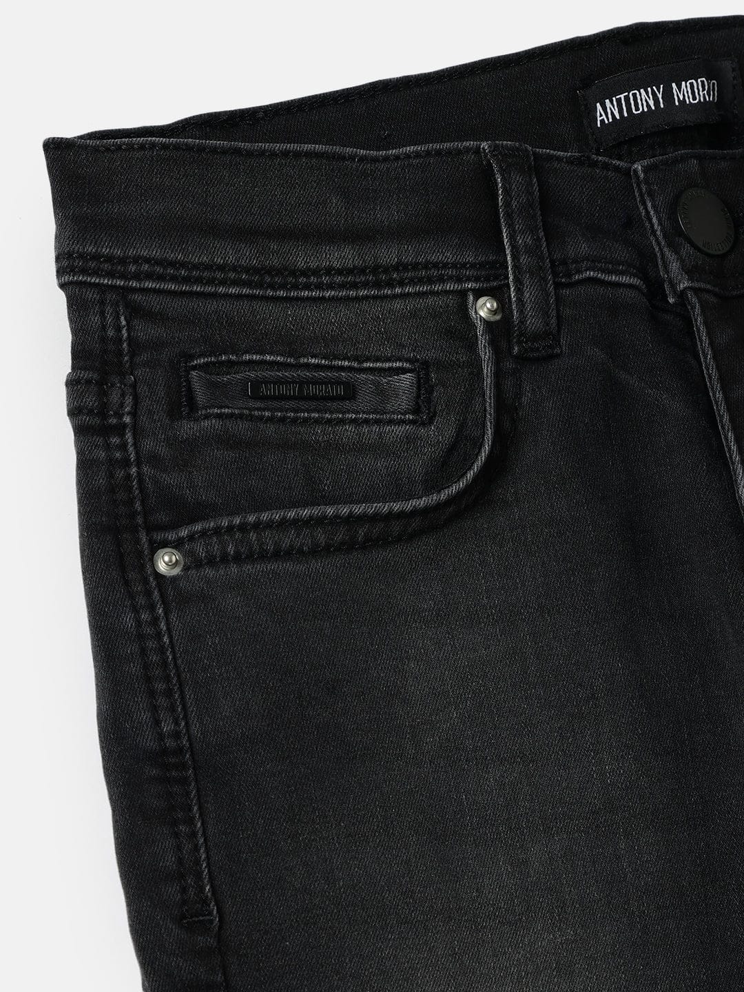 Antony Morato Boys Black Skinny Fit Washed Jeans