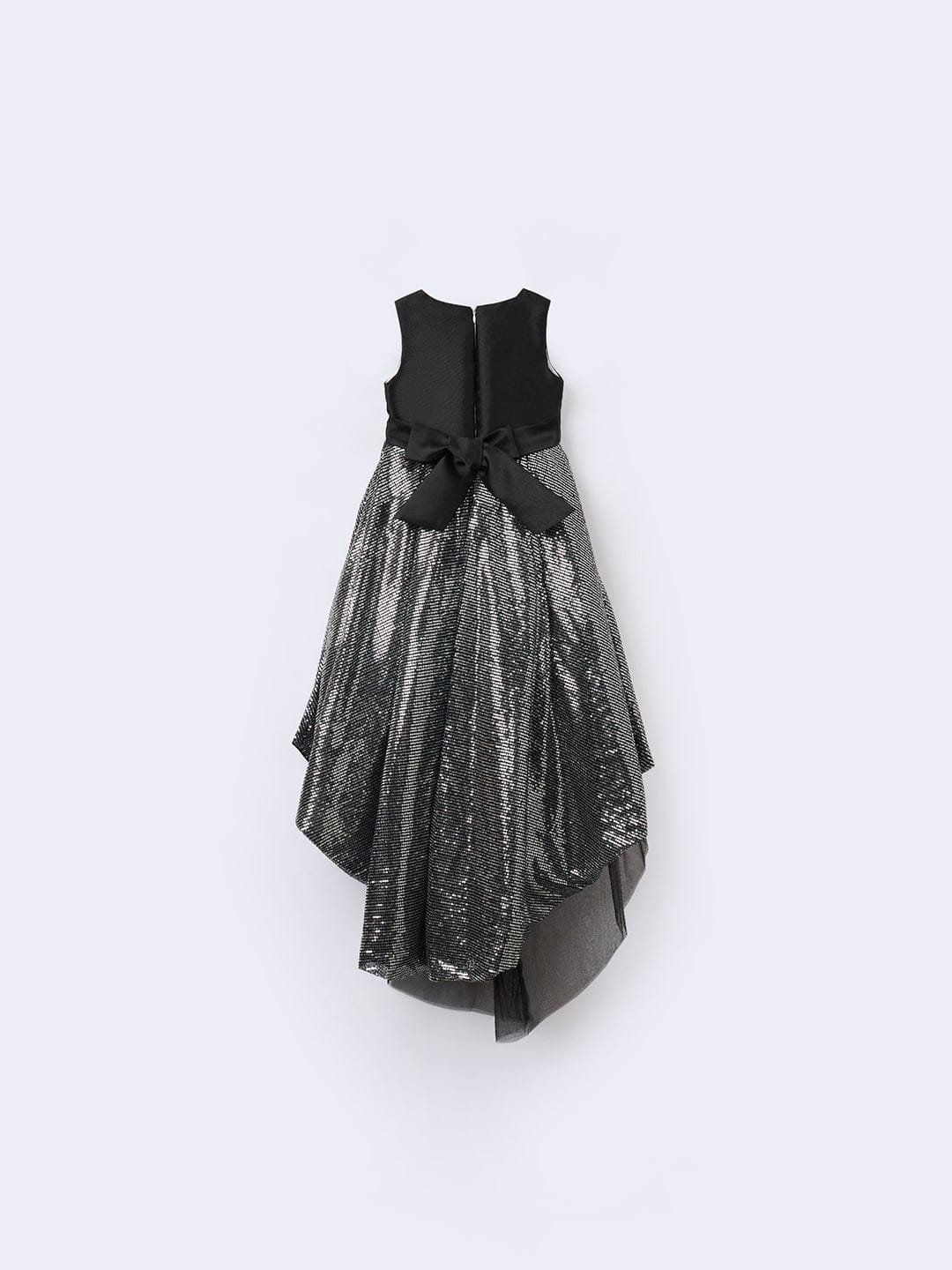 Blue Giraffe Girls Black Solid Round Neck Dress