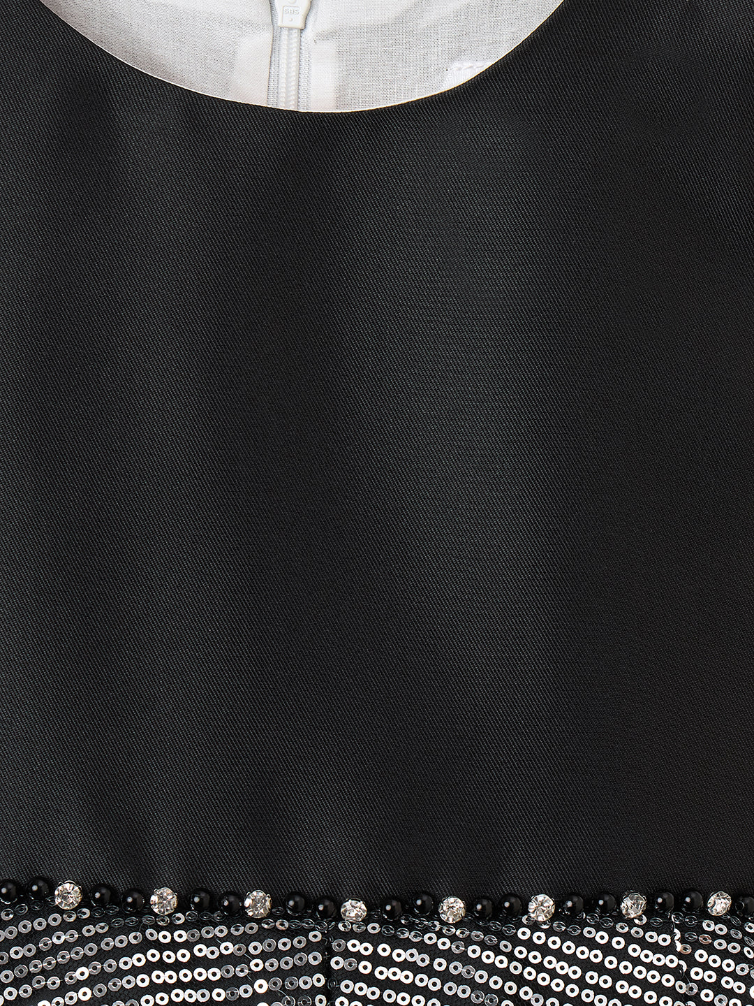 Blue Giraffe Girls Black Solid Round Neck Dress