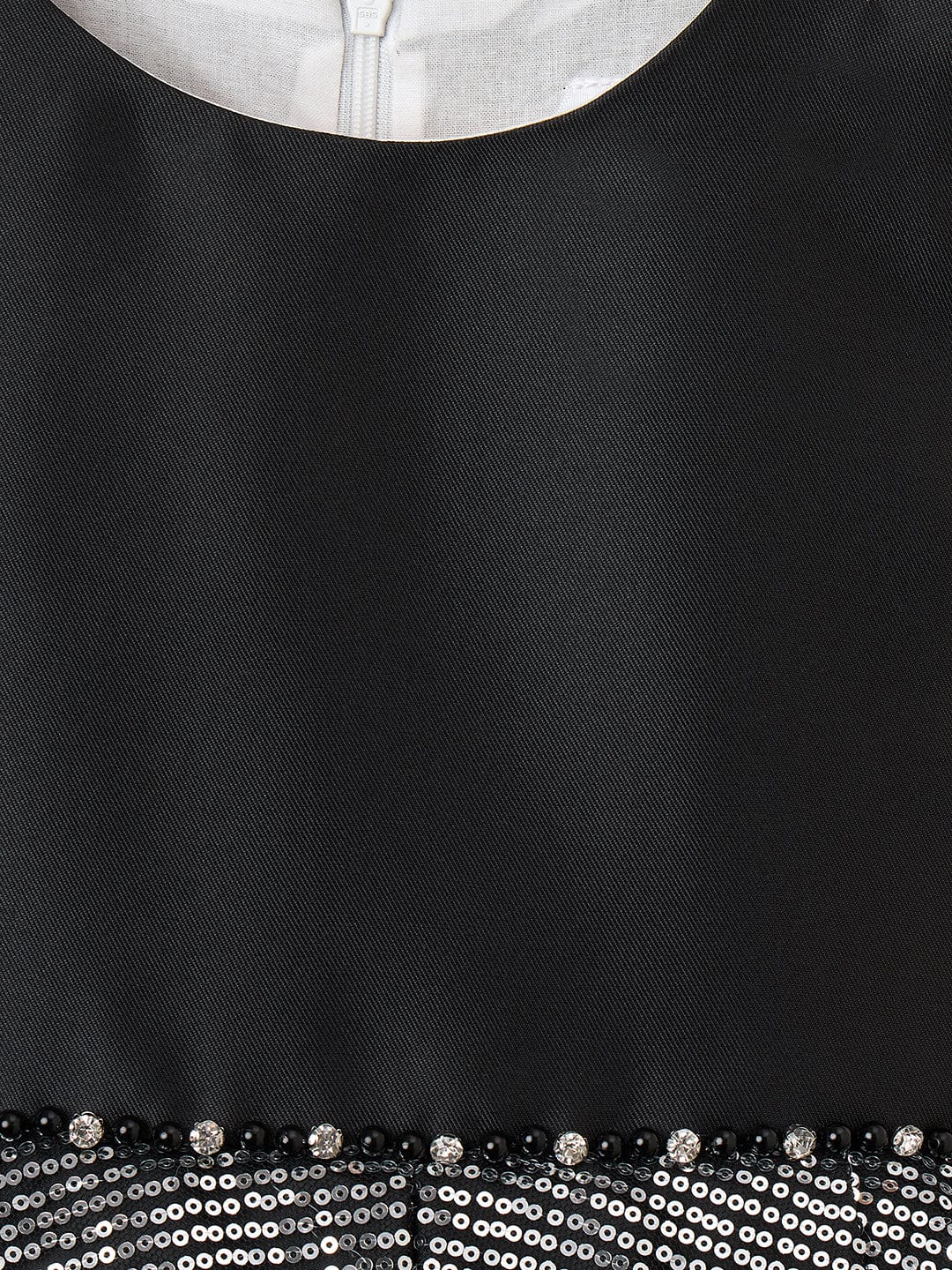 Blue Giraffe Girls Black Solid Round Neck Dress