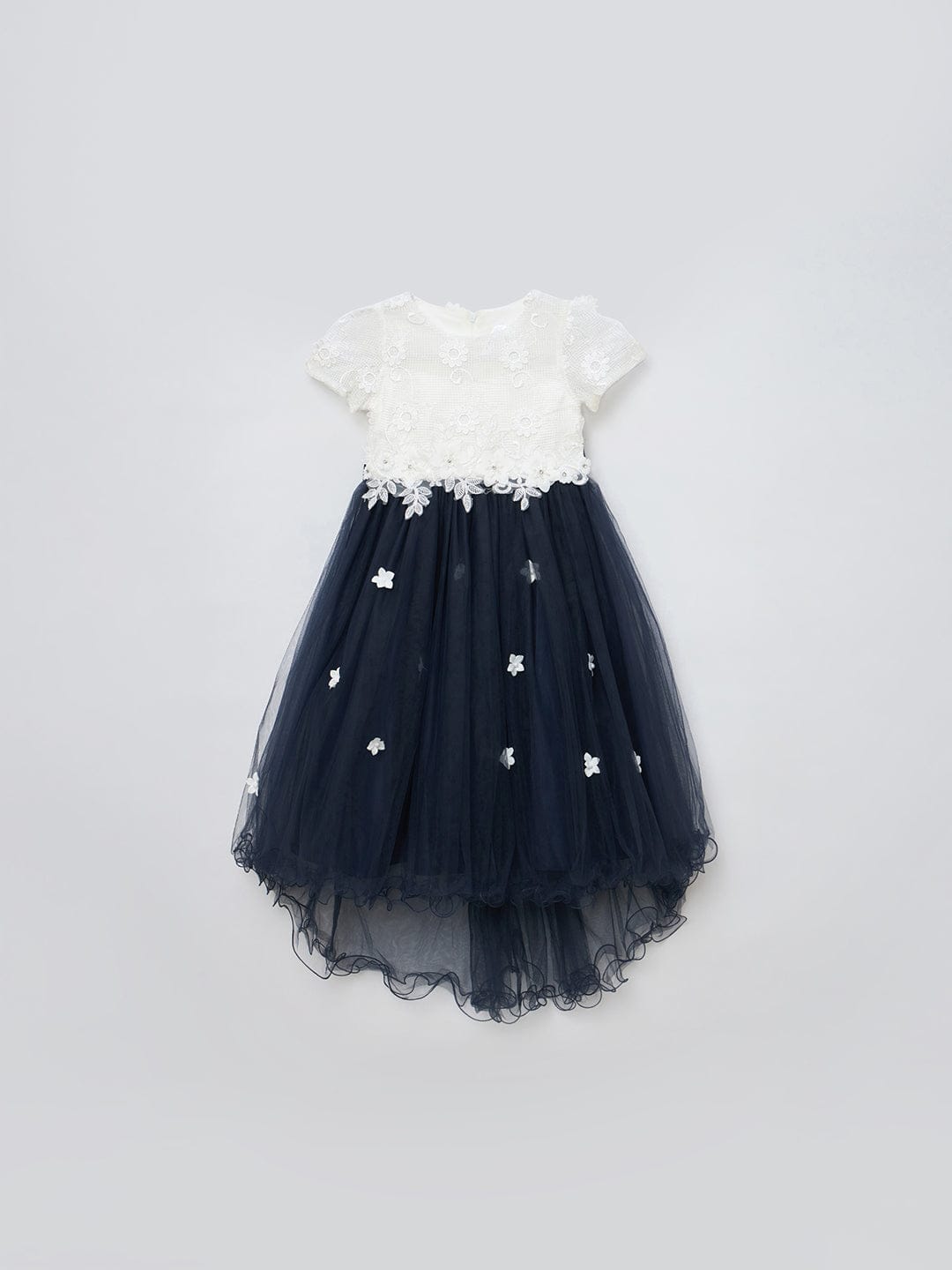 Blue Giraffe Girls Navy Solid Round Neck Dress