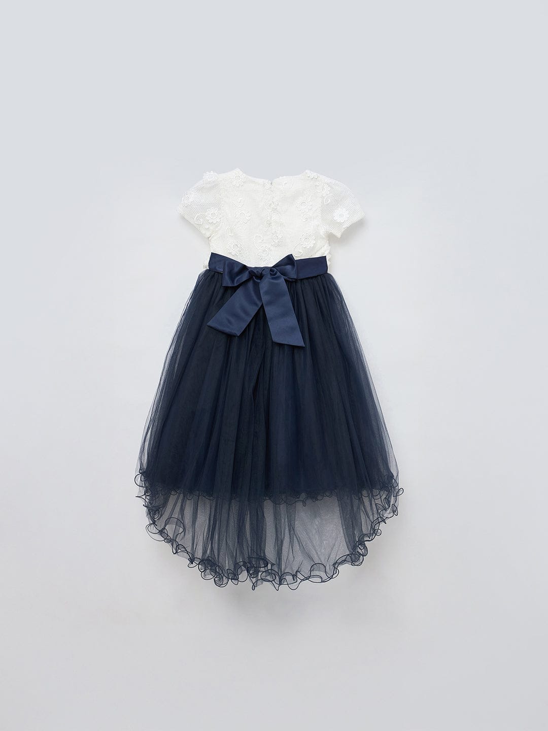 Blue Giraffe Girls Navy Solid Round Neck Dress